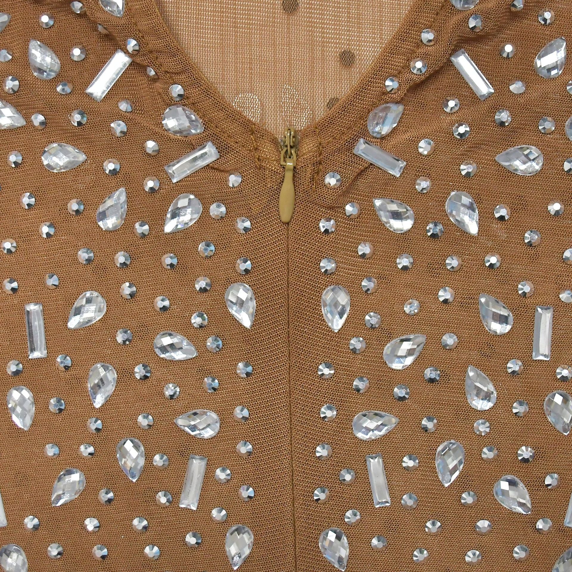 Women Solid mesh Beaded long sleeve dress 22