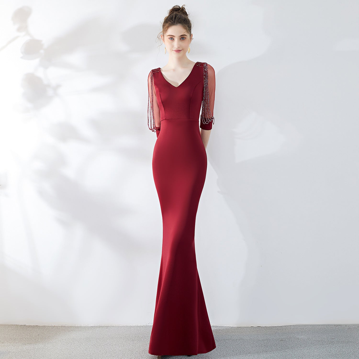 Bridal Toast Dress Fashion Formal Party Red Sexy Slim Mermaid Dress Wedding Evening Dress for Women 15