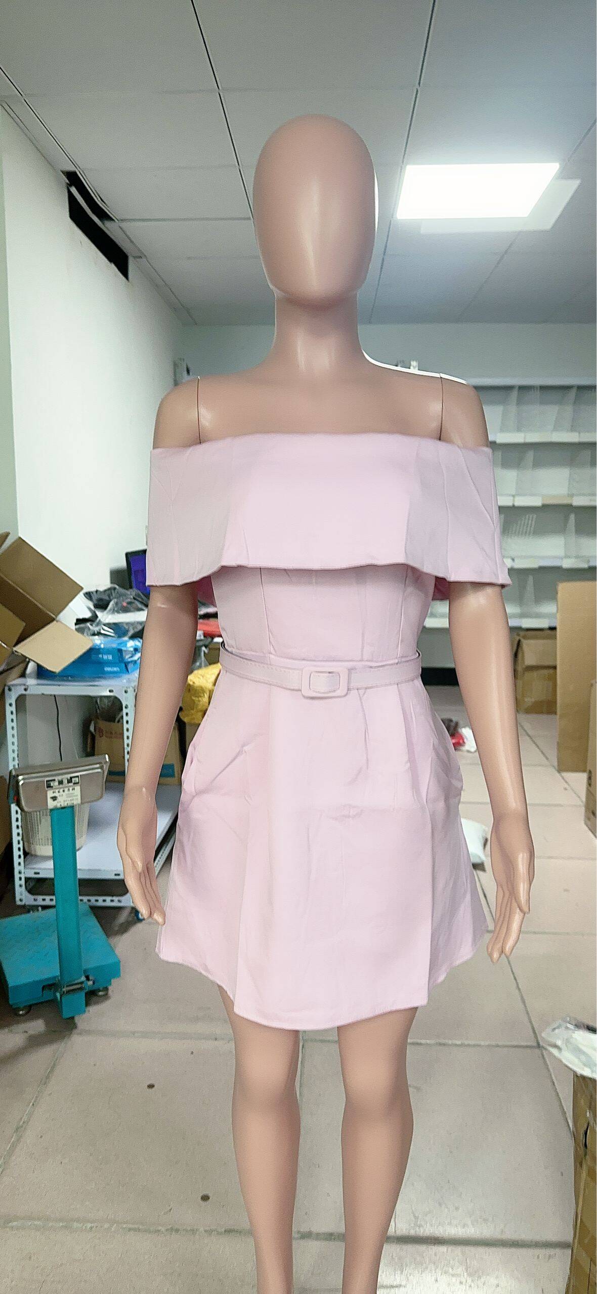 Women Belt Off Shoulder Party Dress 7