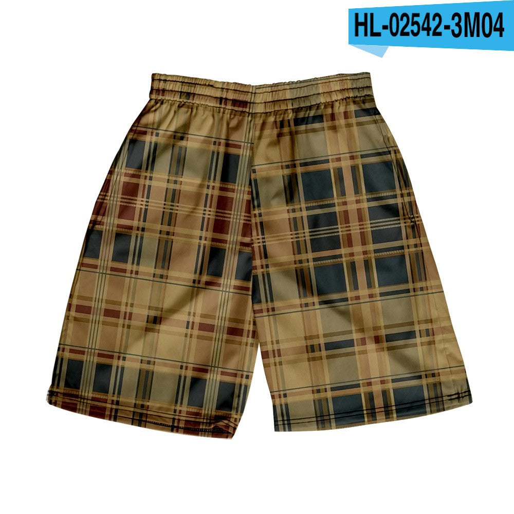 Men's Spring/Summer Hawaiian Casual Plaid Shorts 10