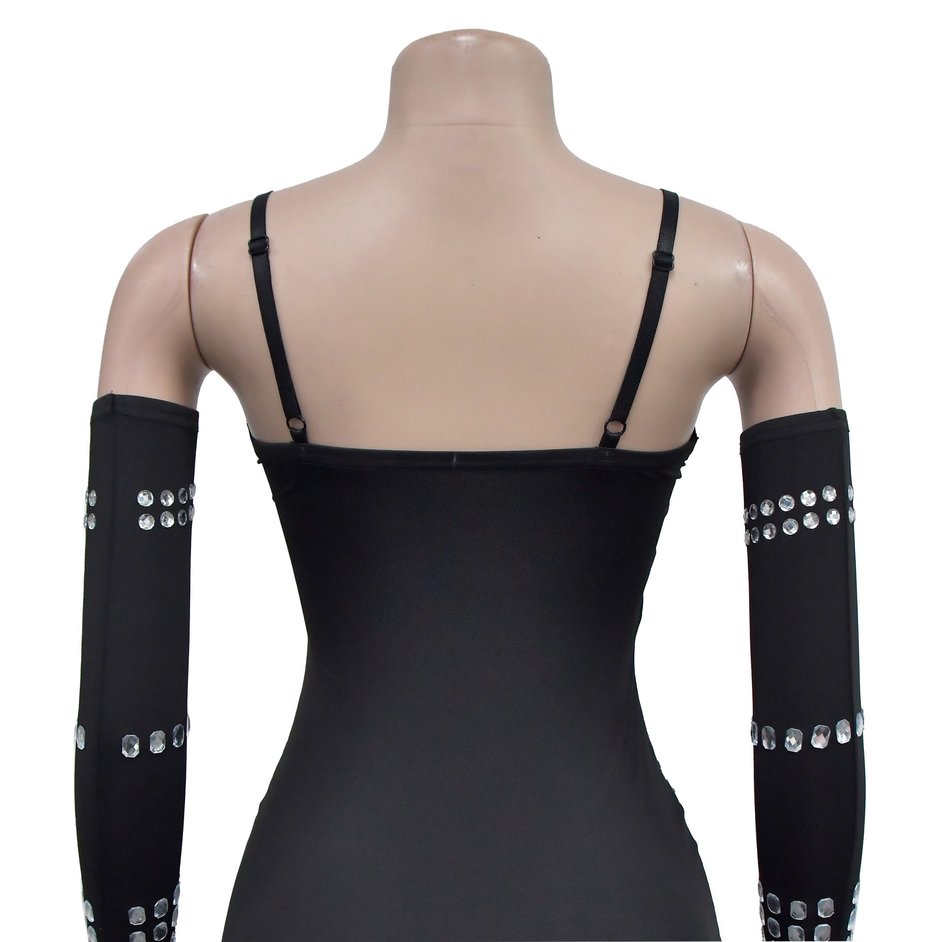 Women Beaded Sexy Gloves Maxi Dress 14