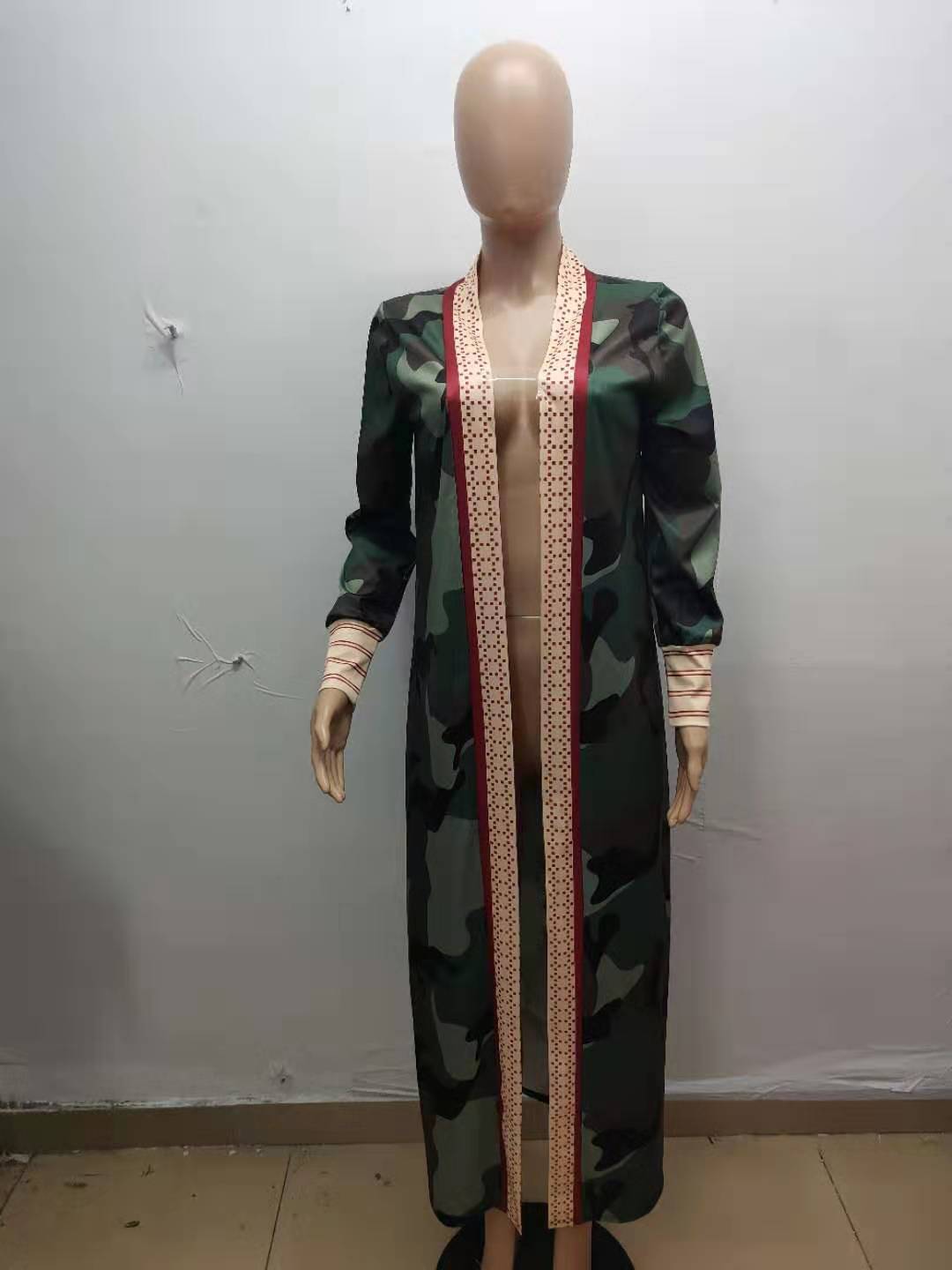 Women printed lips leopard print Long jacket 33