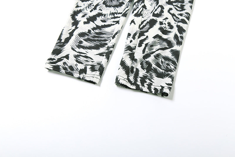 Autumn Women's Fashion Leopard Print Semi-High Neck Sexy Tight Fitting Jumpsuit 18