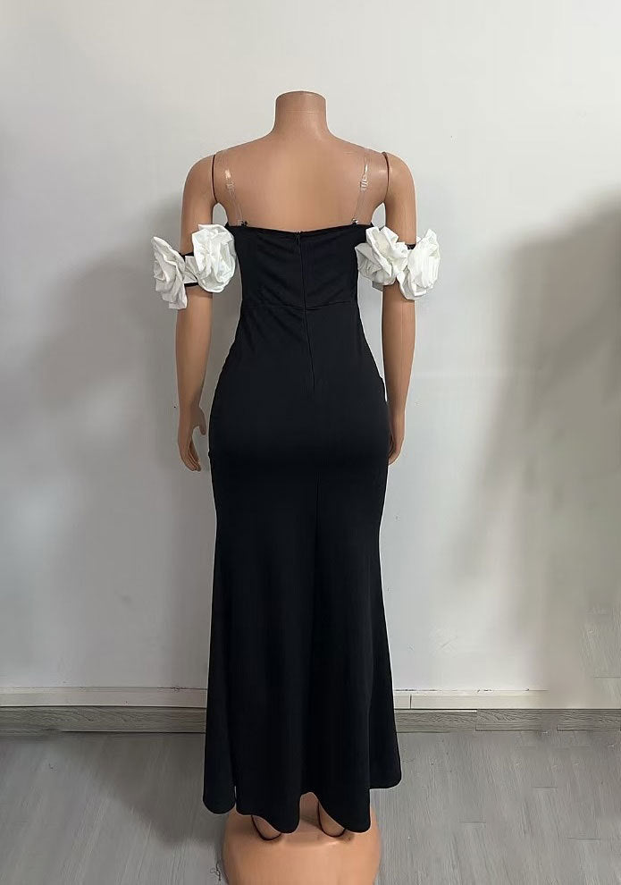 Women Strapless flower sleeveless off-shoulder maxi dress 8