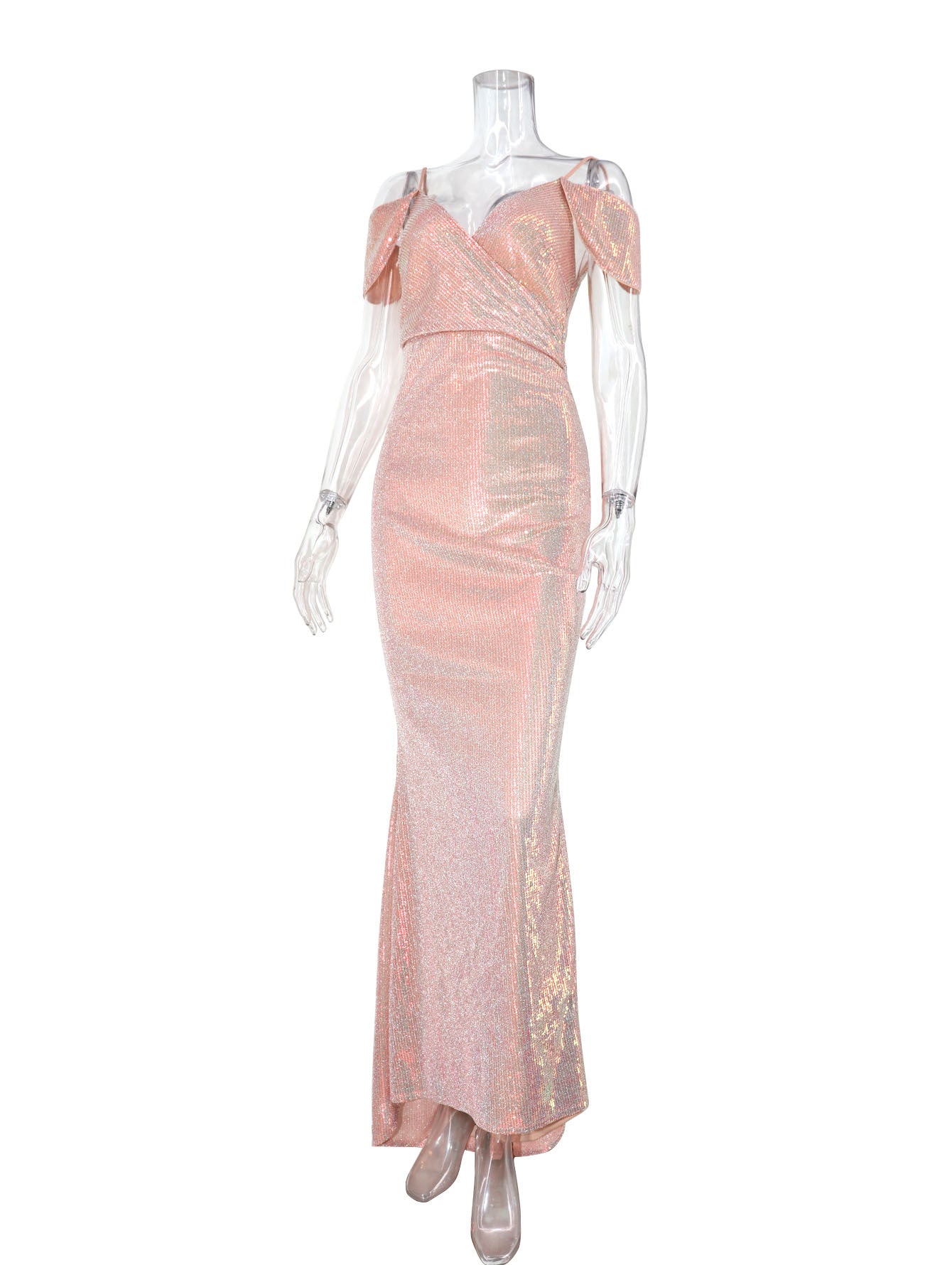 Women's Long Dress Deep V Neck Symphony Sequin Dress 9