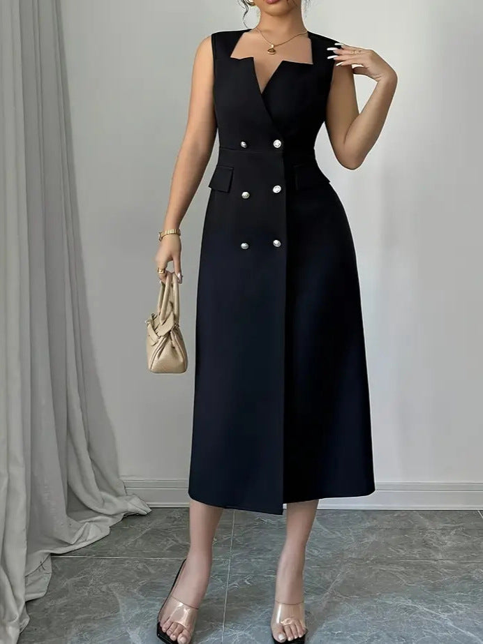 Women Summer V-Neck Slit Dress