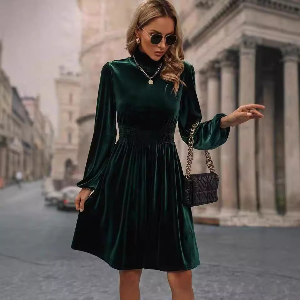 Women Velvet Long Sleeve Dress 6