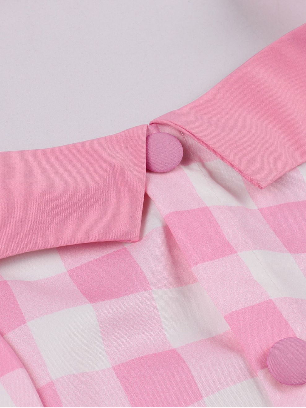 Women's  Summer Slim Waist Sweet Halter Neck Straps Pink Plaid Dress 4