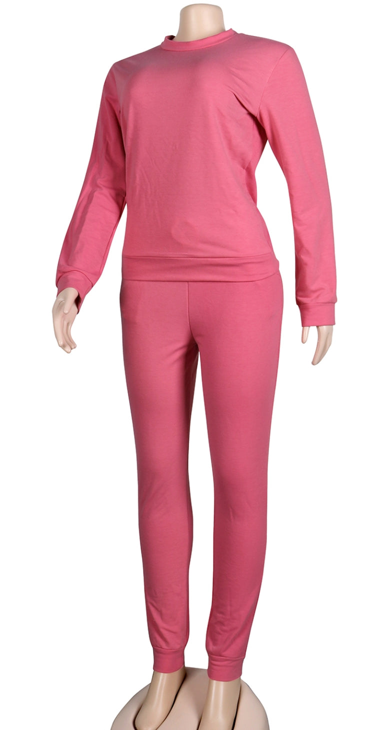 Autumn Casual Pink Crop Top and Sweatpants 2 Piece Tracksuit 4
