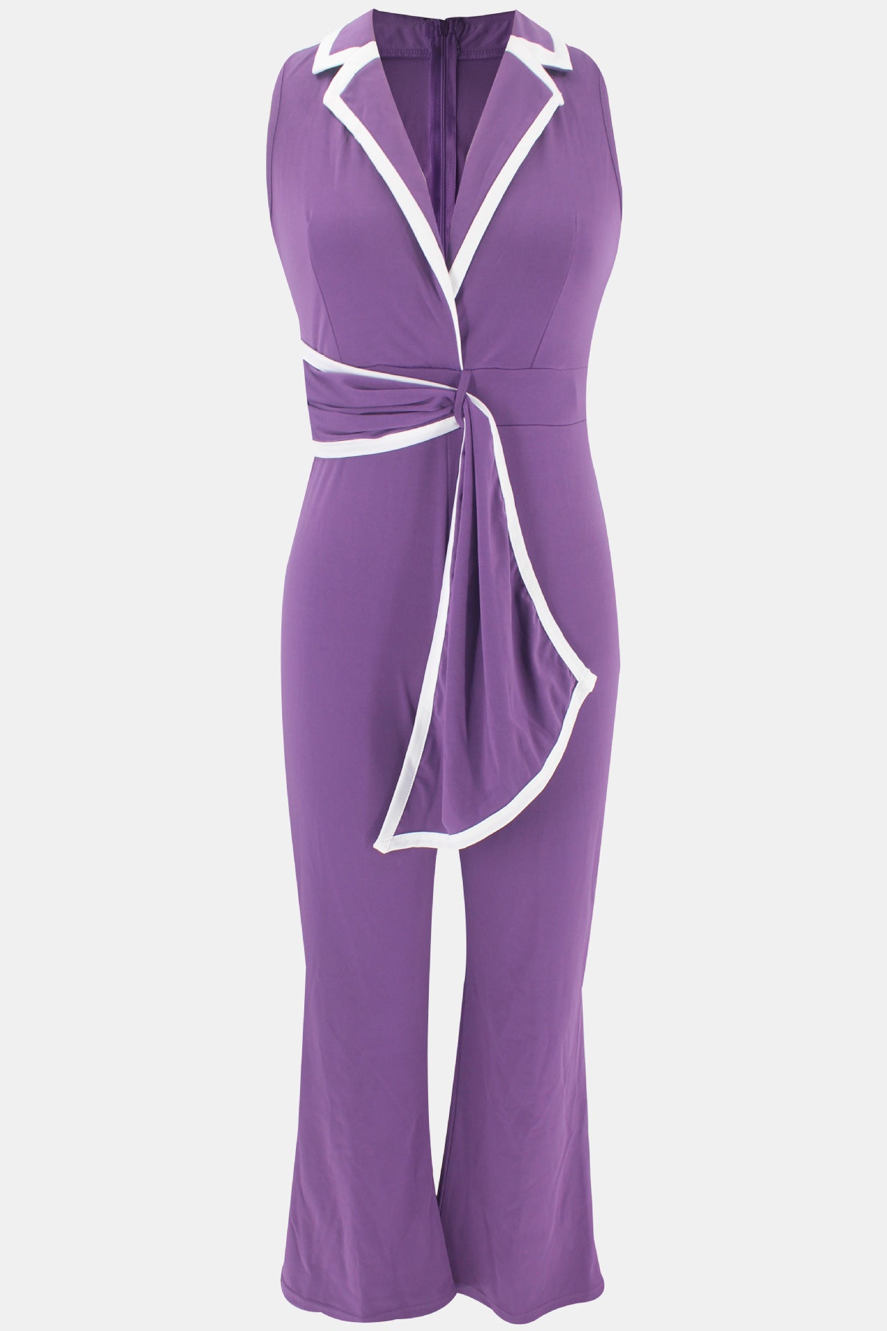 Summer Women's Fashionable V-Neck Chic Elegant Sleeveless Wide Leg Jumpsuit 53