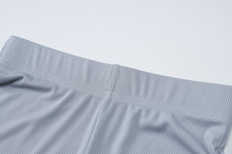 Autumn And Winter Women's Knitting Ribbed High Stretch Sports And Fitness Two-Piece Shorts Set For Women 17