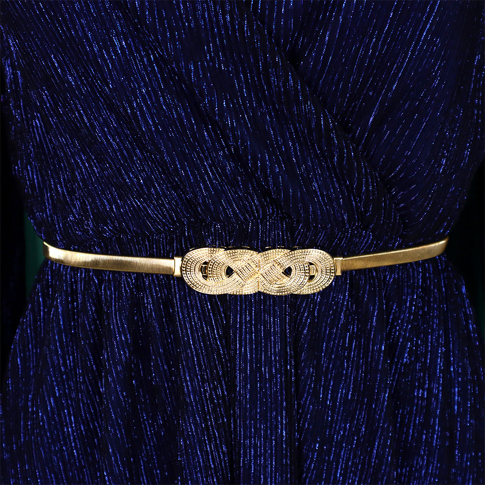 Belted V-Neck Chic Long Sleeve Cape Slim Waist Gown Dress 18