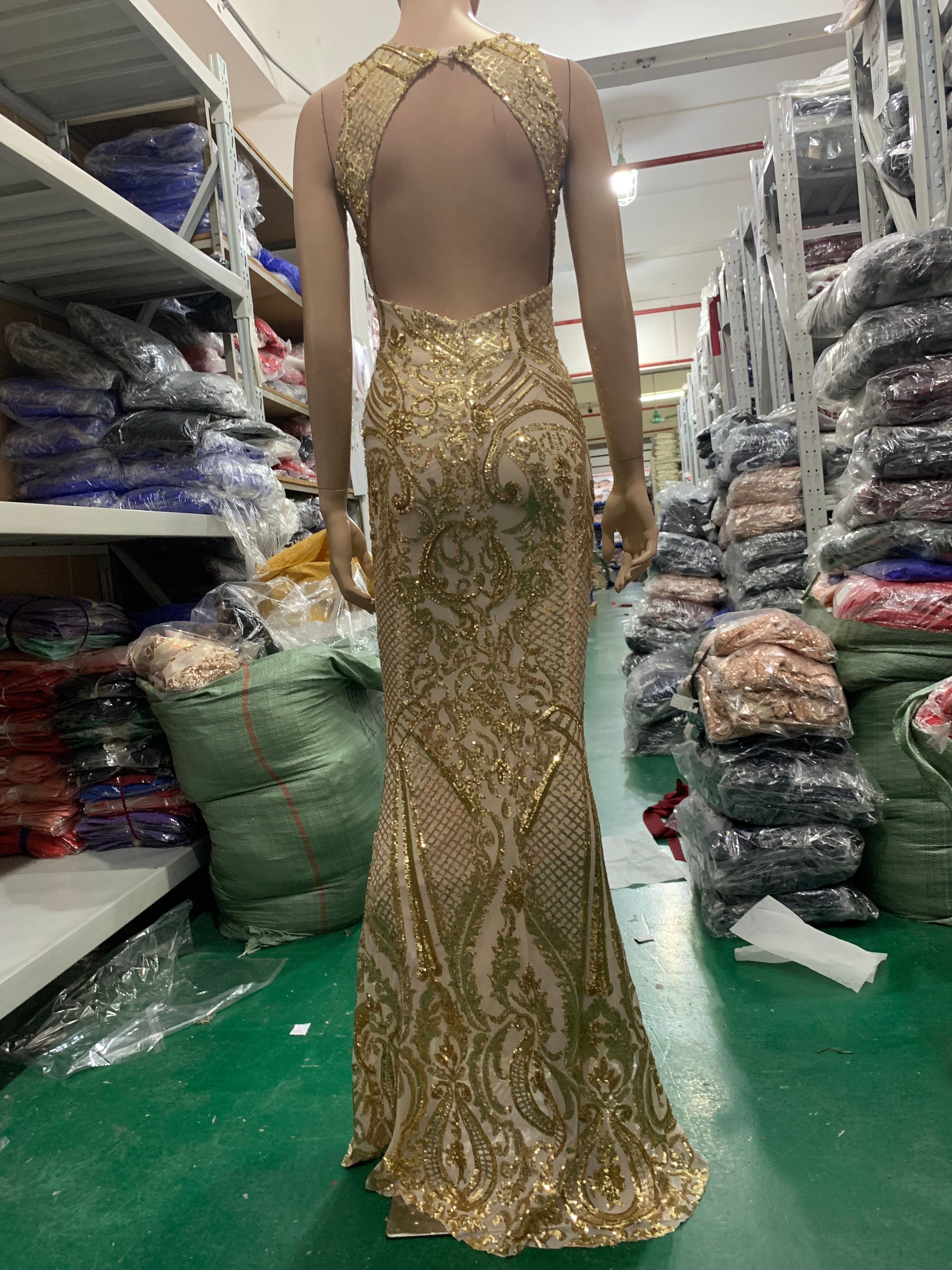 Lace & Sequin Fishtail Wedding Dress Romantic Bridal Evening Gown 23