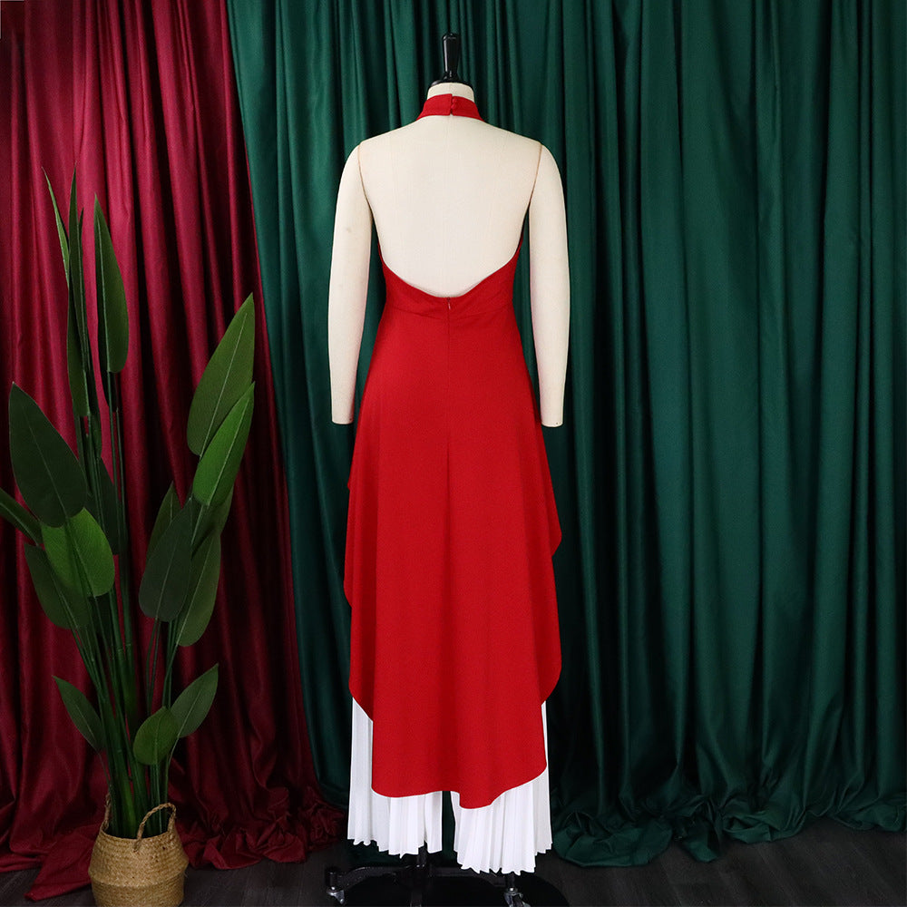 Women Sleeveless Irregular Top and Wide-leg Pants Two-Piece Set 63