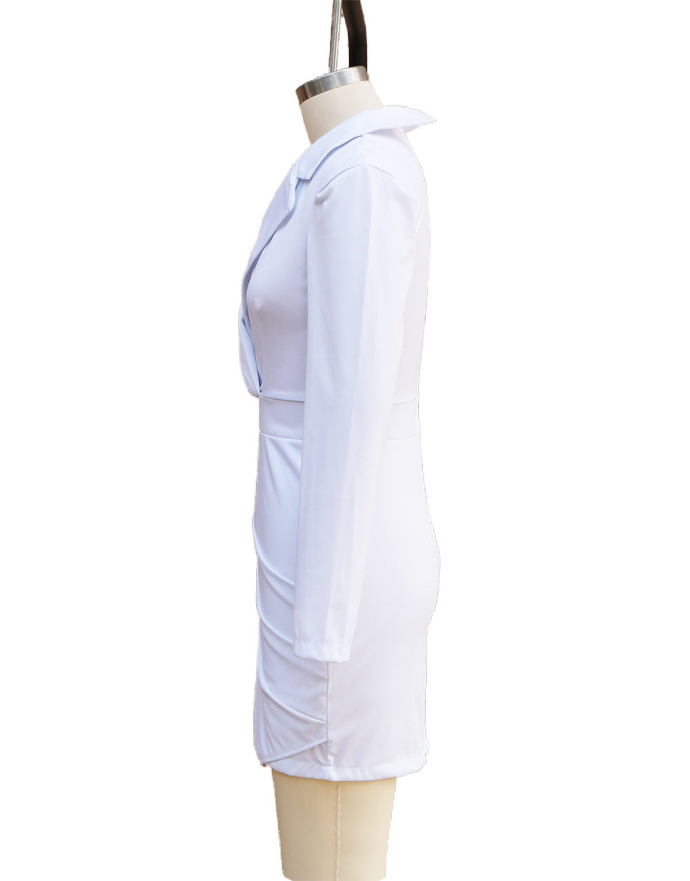 Women long-sleeved Turndown Collar Bodycon Dress 13