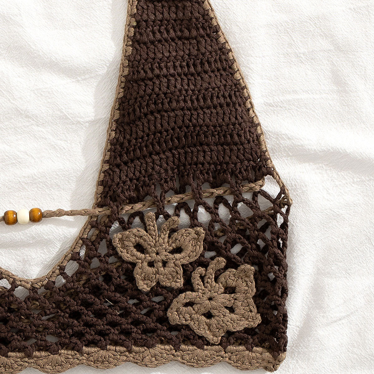 Crochet Two-Piece Halter Neck Shorts Set Low Back Sexy Outfit 4