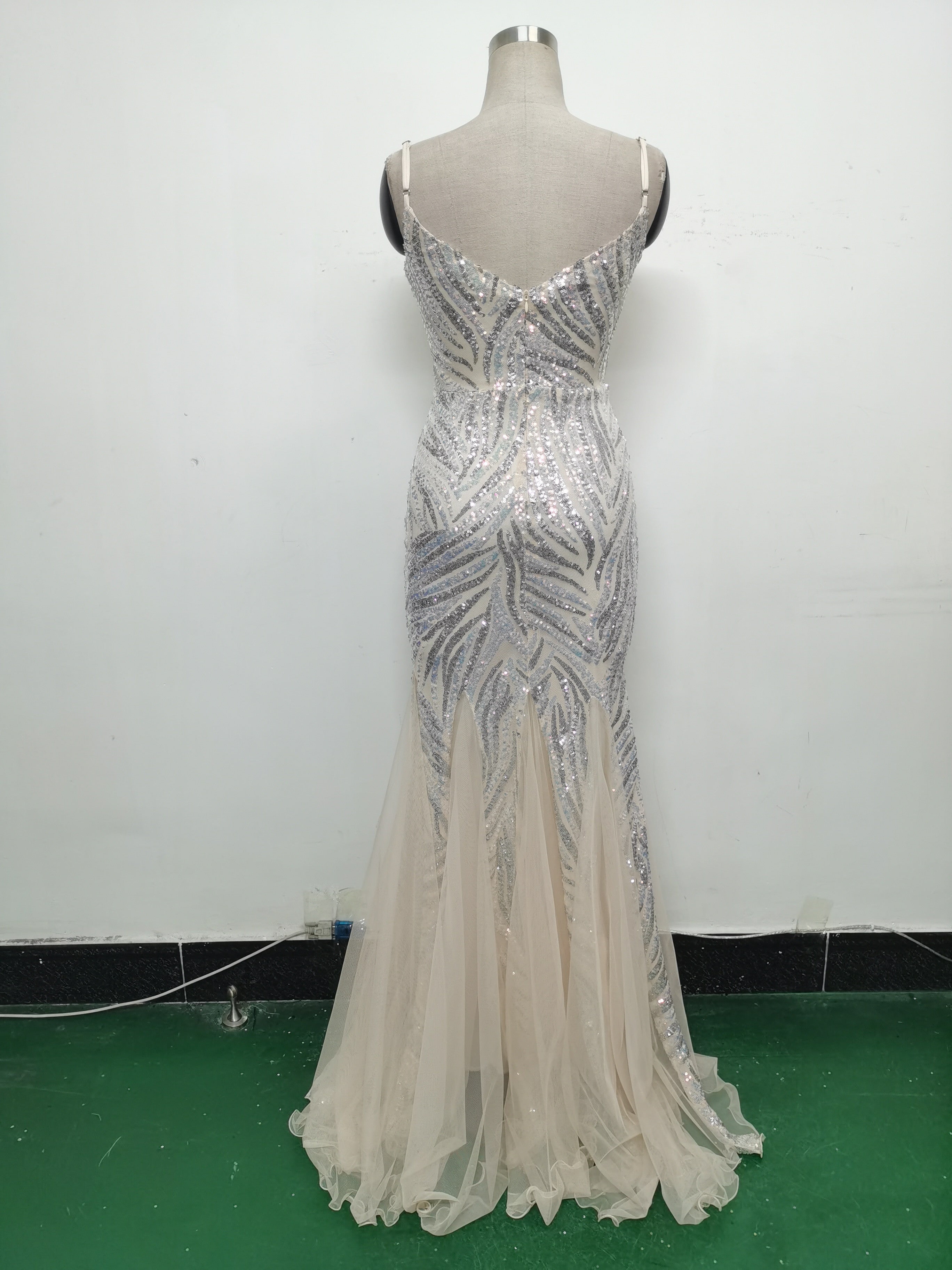 Sequin Patchwork Mesh Strap evening dress 22