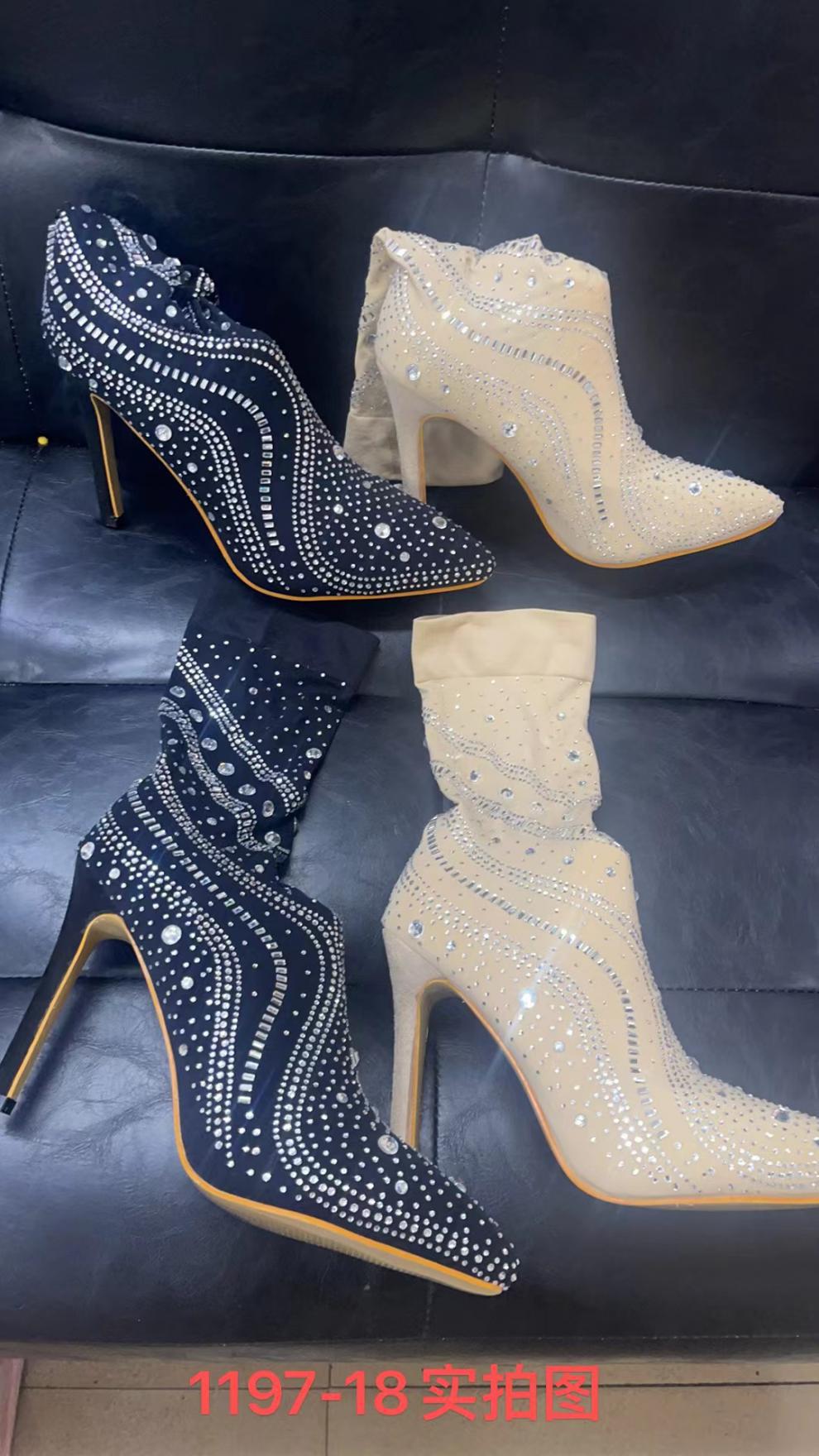 Stiletto Pointed Chic Rhinestone Fashion Nightclub Sexy Elastic Short Boots 12