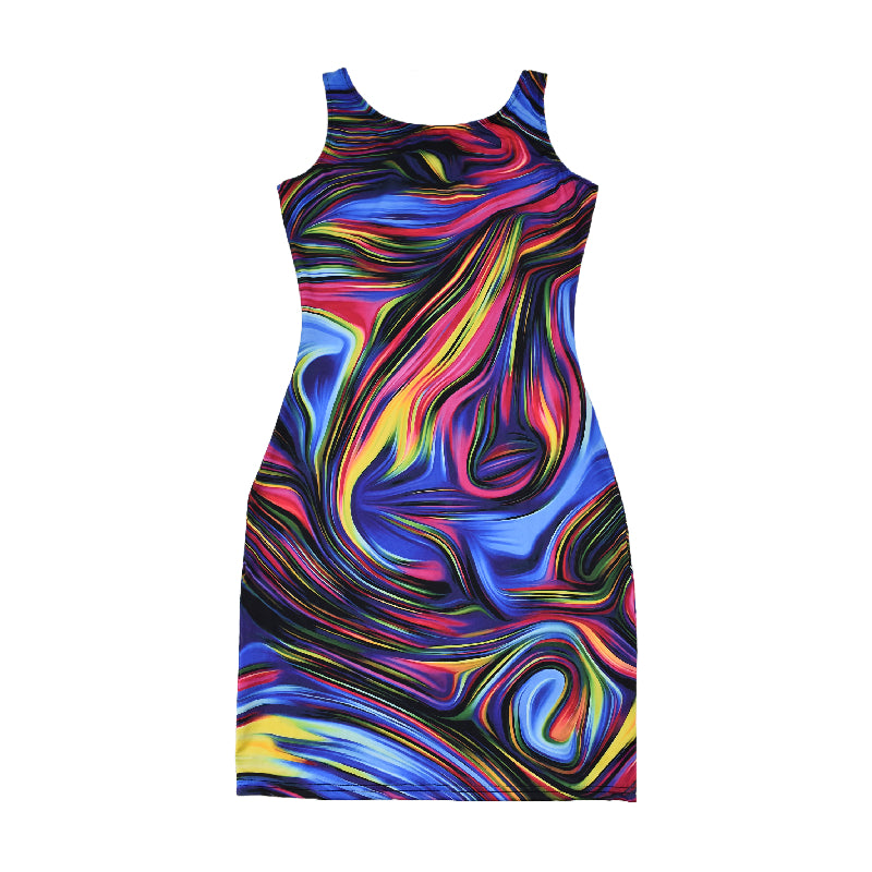 Sexy Multicolor Stripes Print Straps Bodycon Dress 5