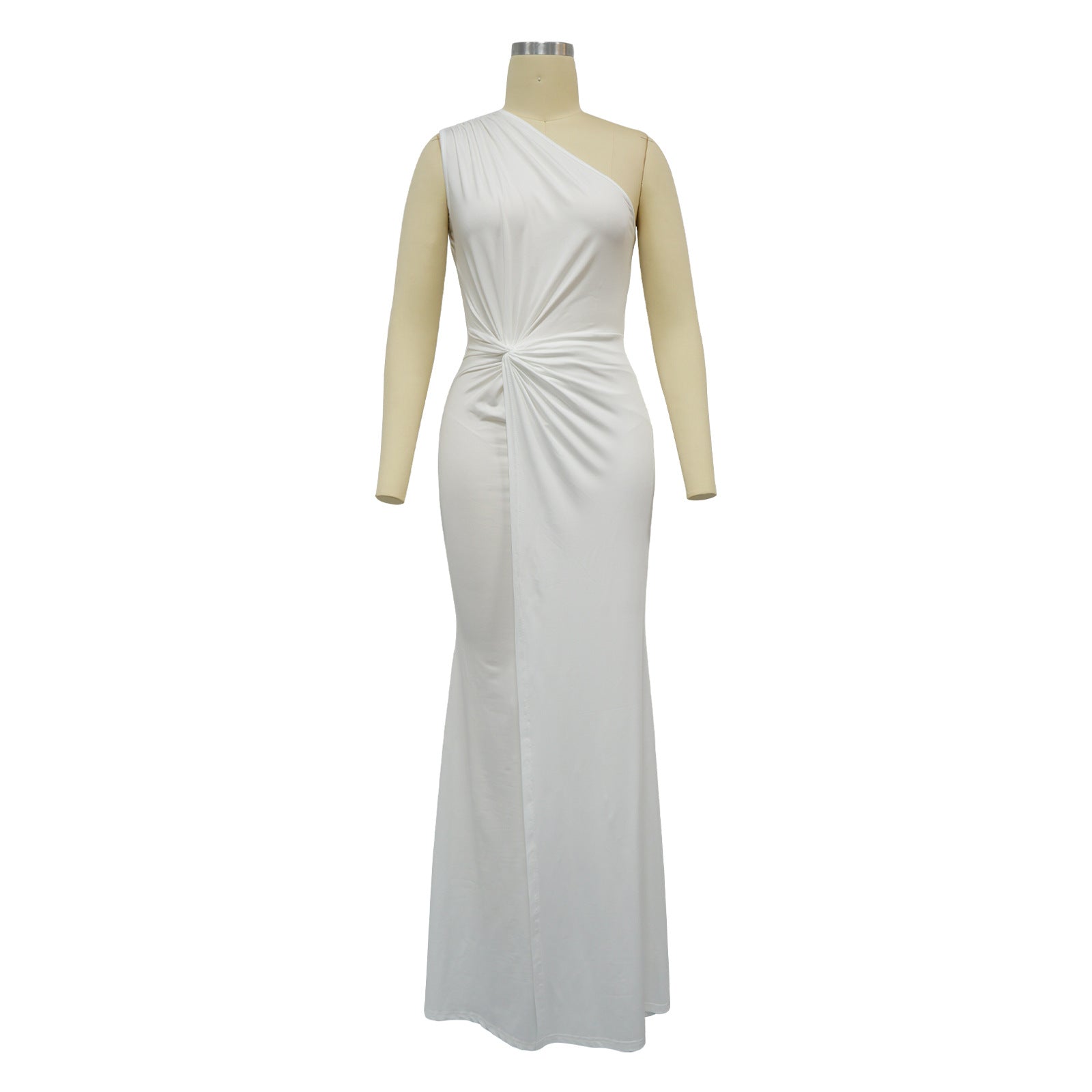 Fashion Women's Solid Color Slash Shoulder Sleeveless Slim long Dress 11