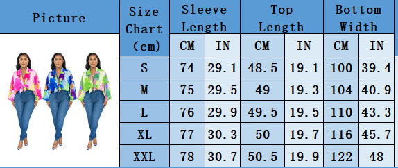 Women's Bat Sleeves Top Turndown Collar Print Shirt 12