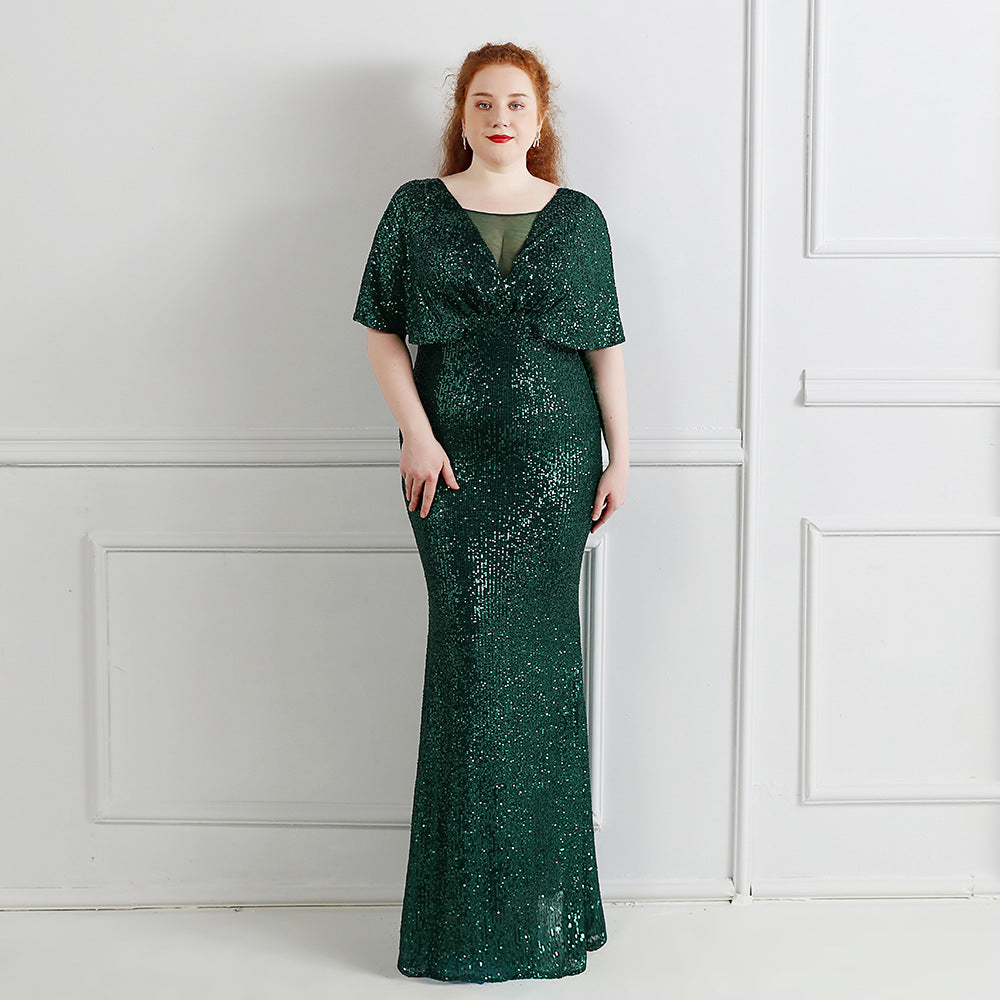 Spring and Summer Plus-Size Long Sequin Formal Party Evening Dress 15