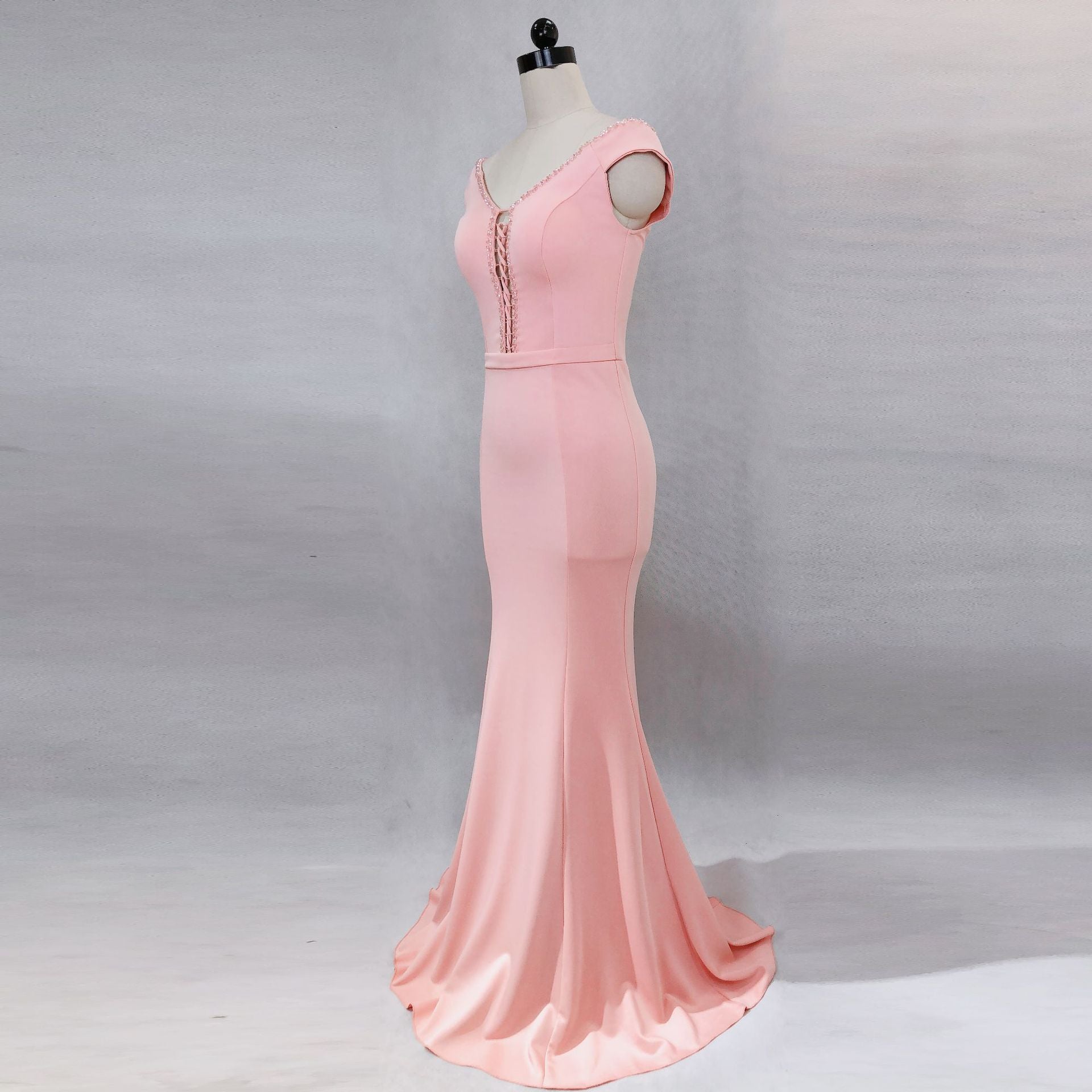 Women Elegant V Neck Slim Formal Party Maxi Mermaid Evening Dress 15