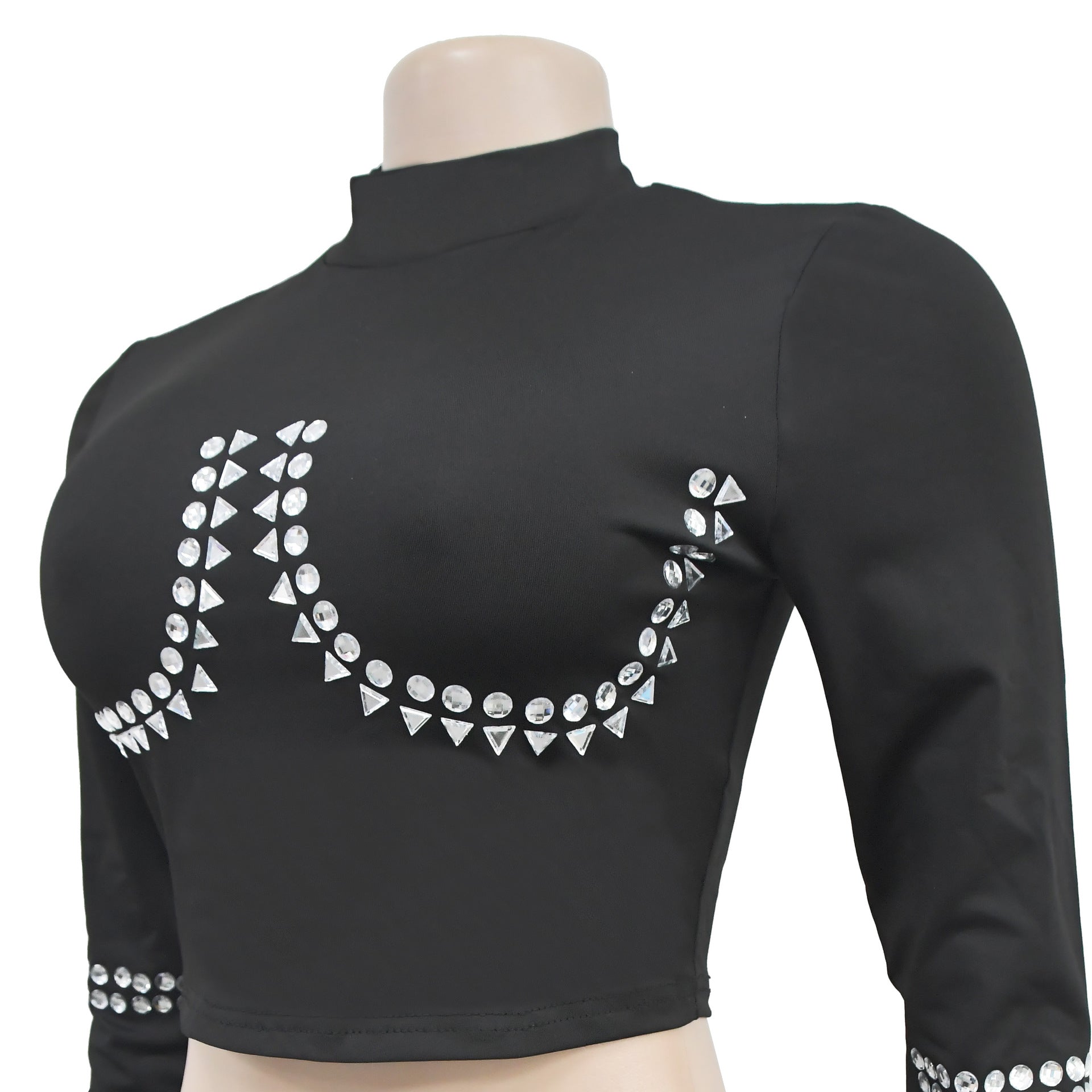 Women long sleeve sexy Top and Bodycon Beaded Skirt two-piece set（customized,MOQ 6pcs/size/color,process time 7-10 days） 8