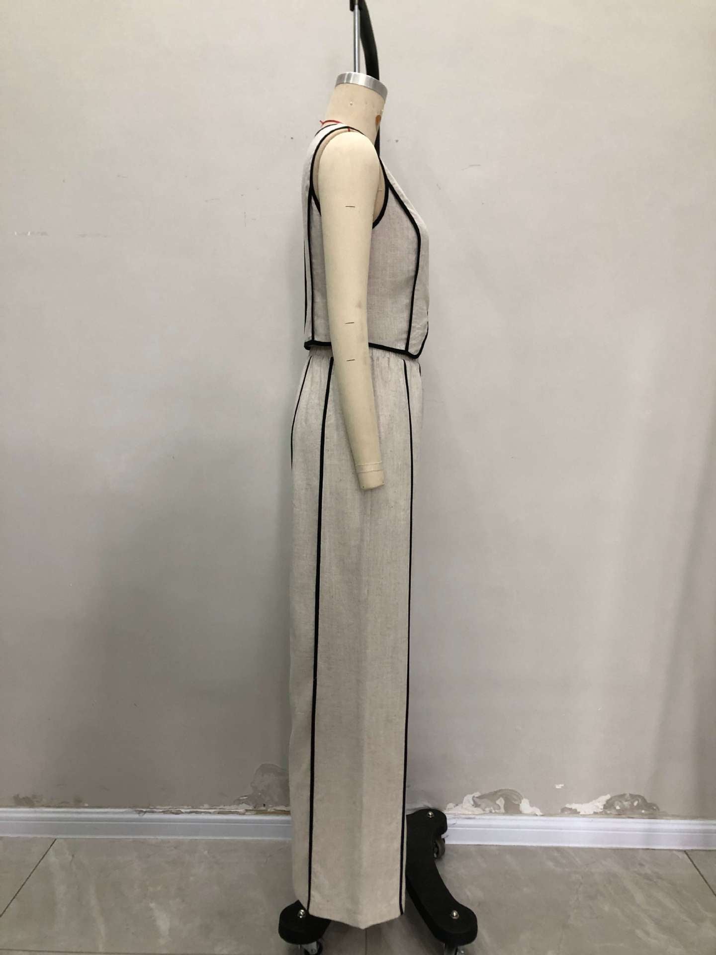 Spring Summer Women's Striped Sleeveless Vest & Loose Wide-Leg Trousers Two-Piece Set 5