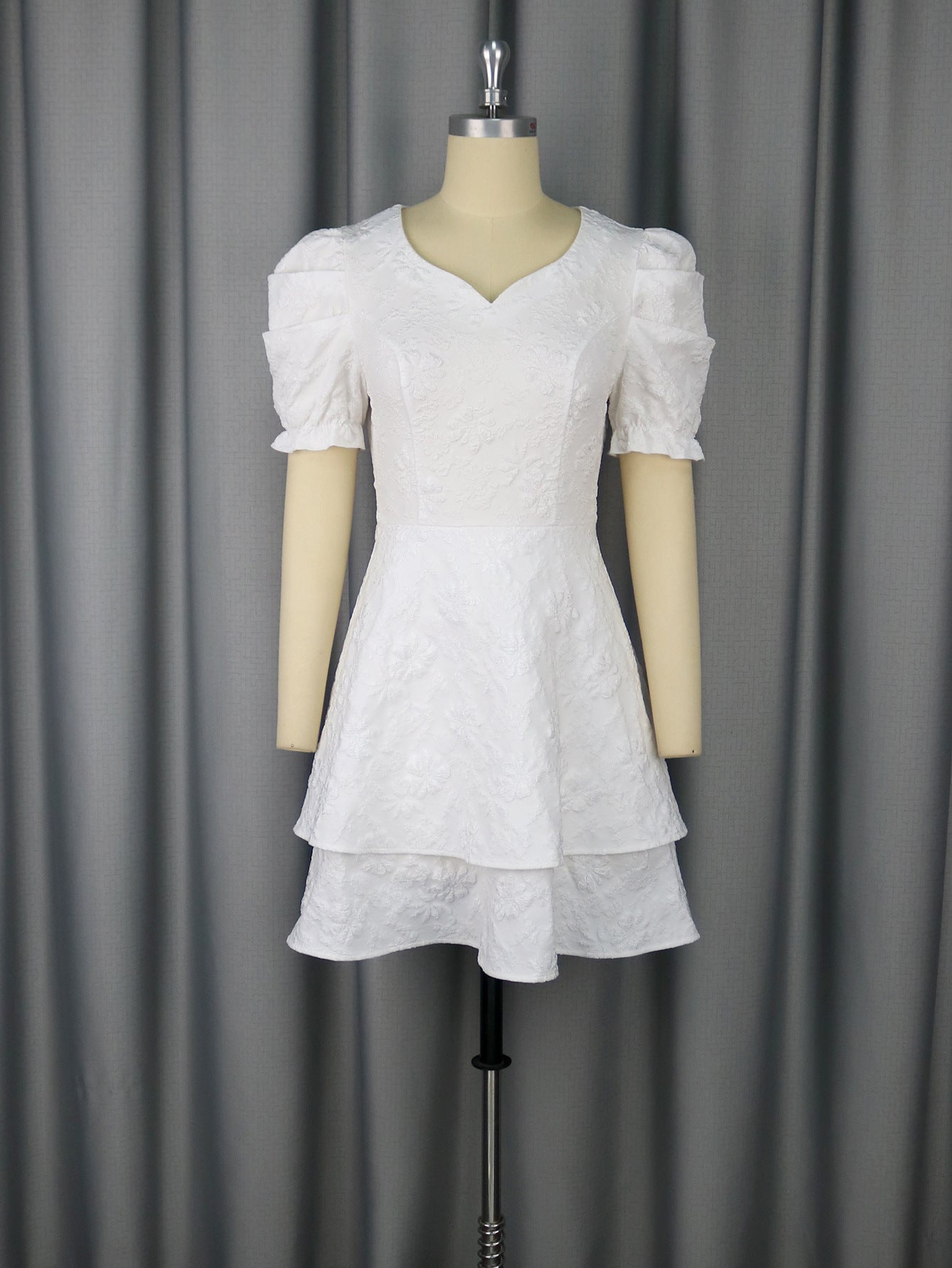 Women V-Neck Wedding Party Puff Sleeve Elegant Bridesmaid Dress 5