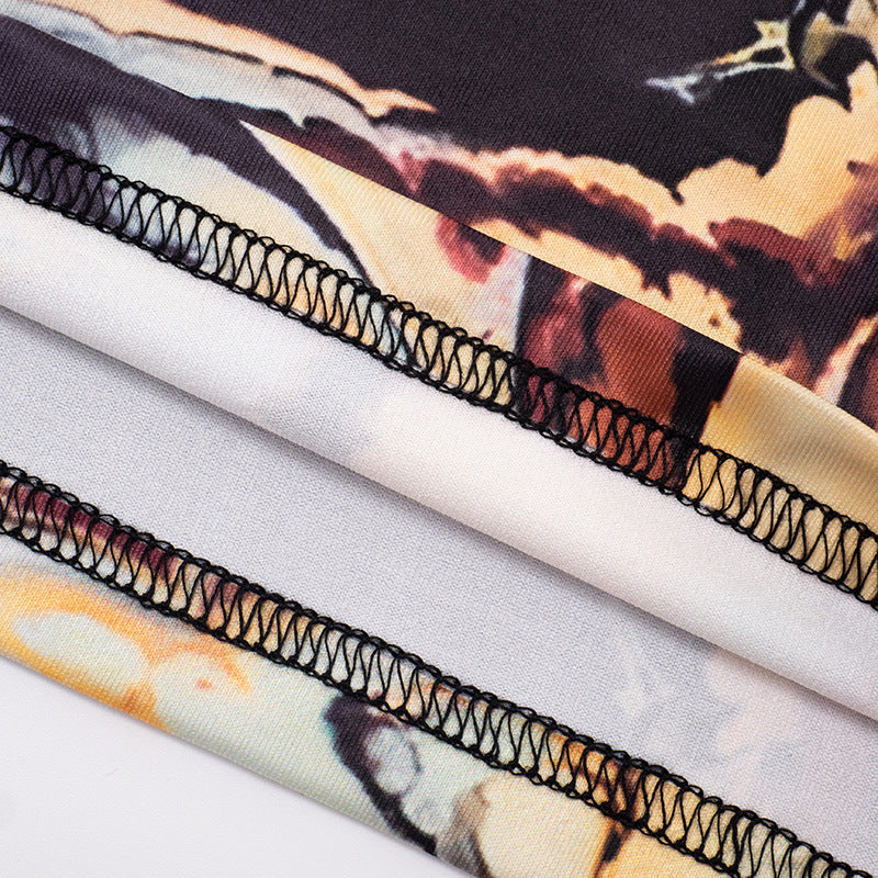 Women Autumn/Winter Multi-Color Printed Fringed Patchwork Pants 25