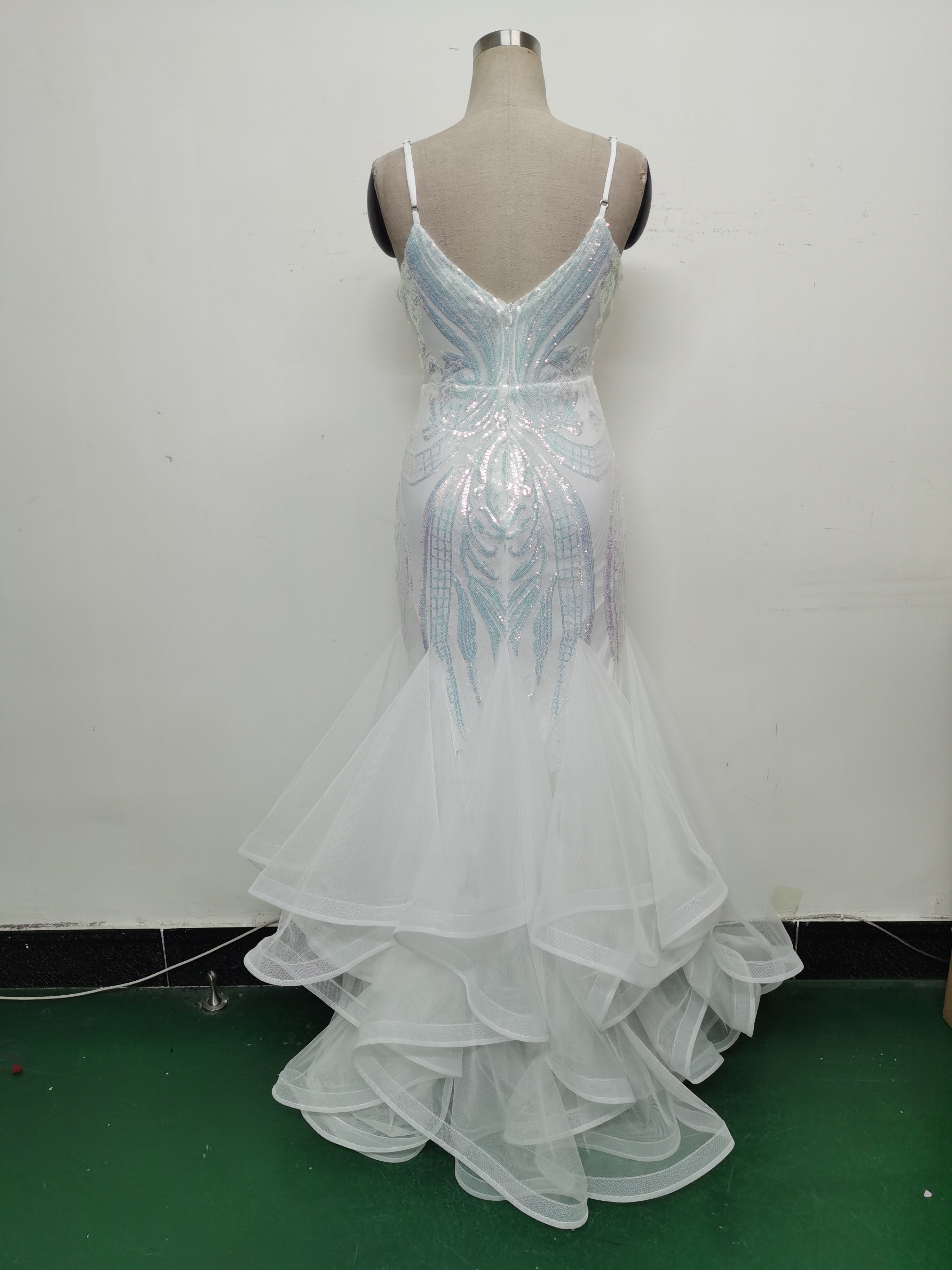 Women Sequin Patchwork Mesh Evening Dress 31