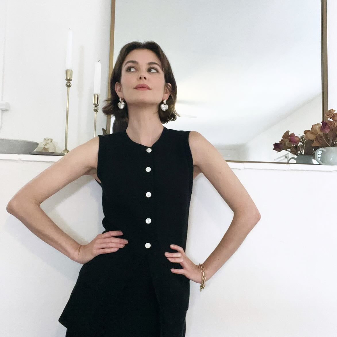 Women Sleeveless Pocket Knitting Vest and Slit Skirt Two Piece Set 6