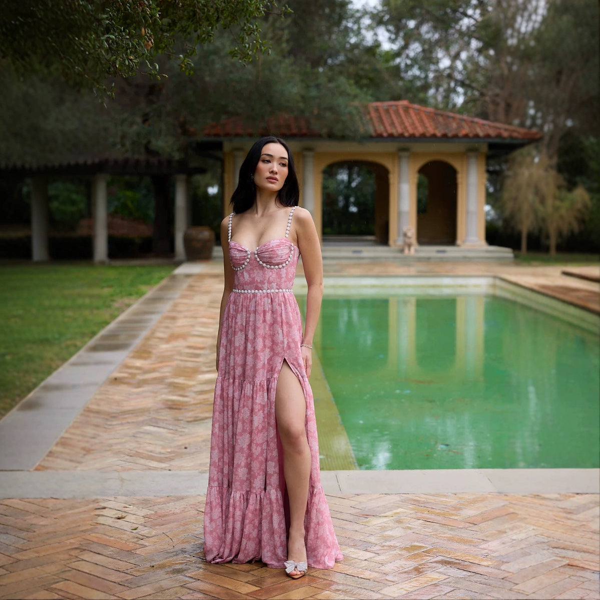 Women Summer Printed Maxi Sleeveless Beaded Dress 4