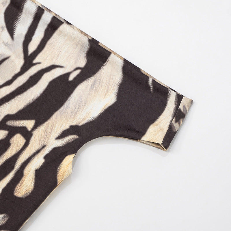 Women Spring/Summer Off Shoulder Print Two Piece Set 17