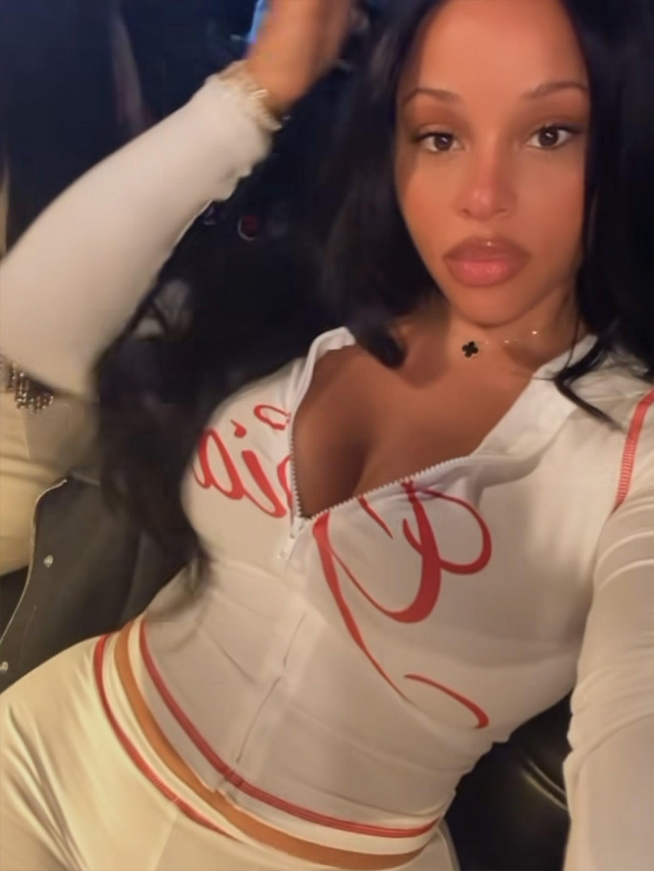 Summer Slim Letter Print Hooded Zipper Top & Trousers Set