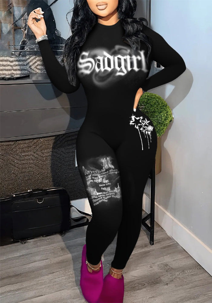 Women Printed Long Sleeve Jumpsuit