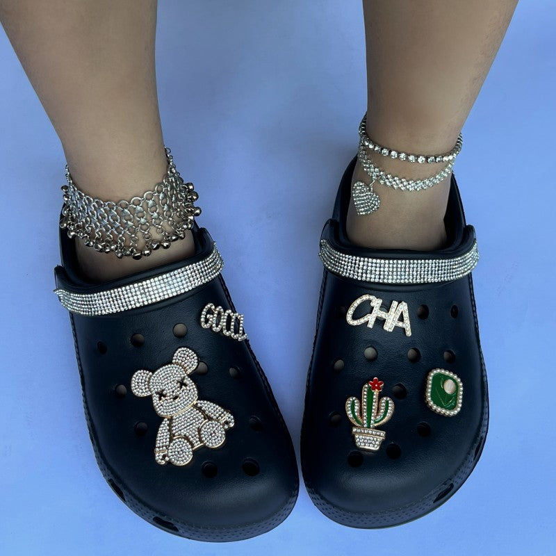 Cactus accessories high-heeled hole shoes women's summer slope heel thick bottom hole shoes women's shoes 33