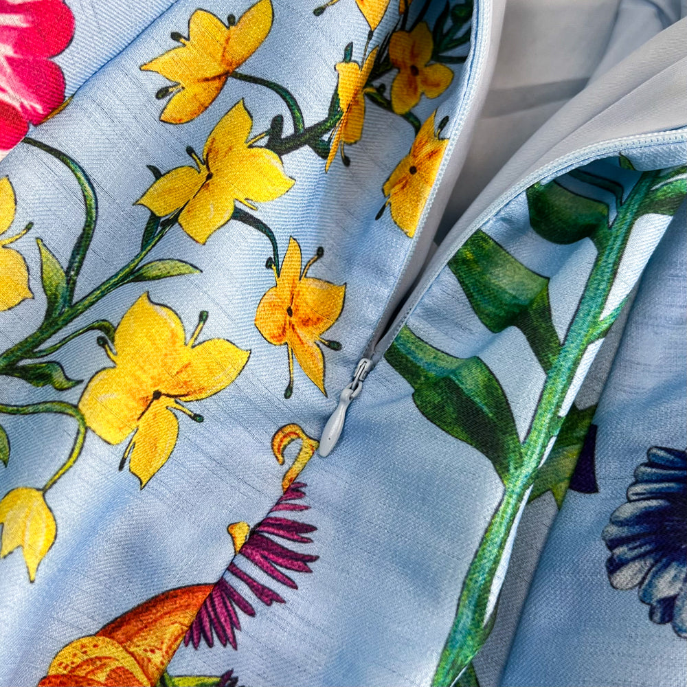 Retro Straps Fashionable Printed Slim Waist A-Line Dress Beach Holidays Long Dress 25