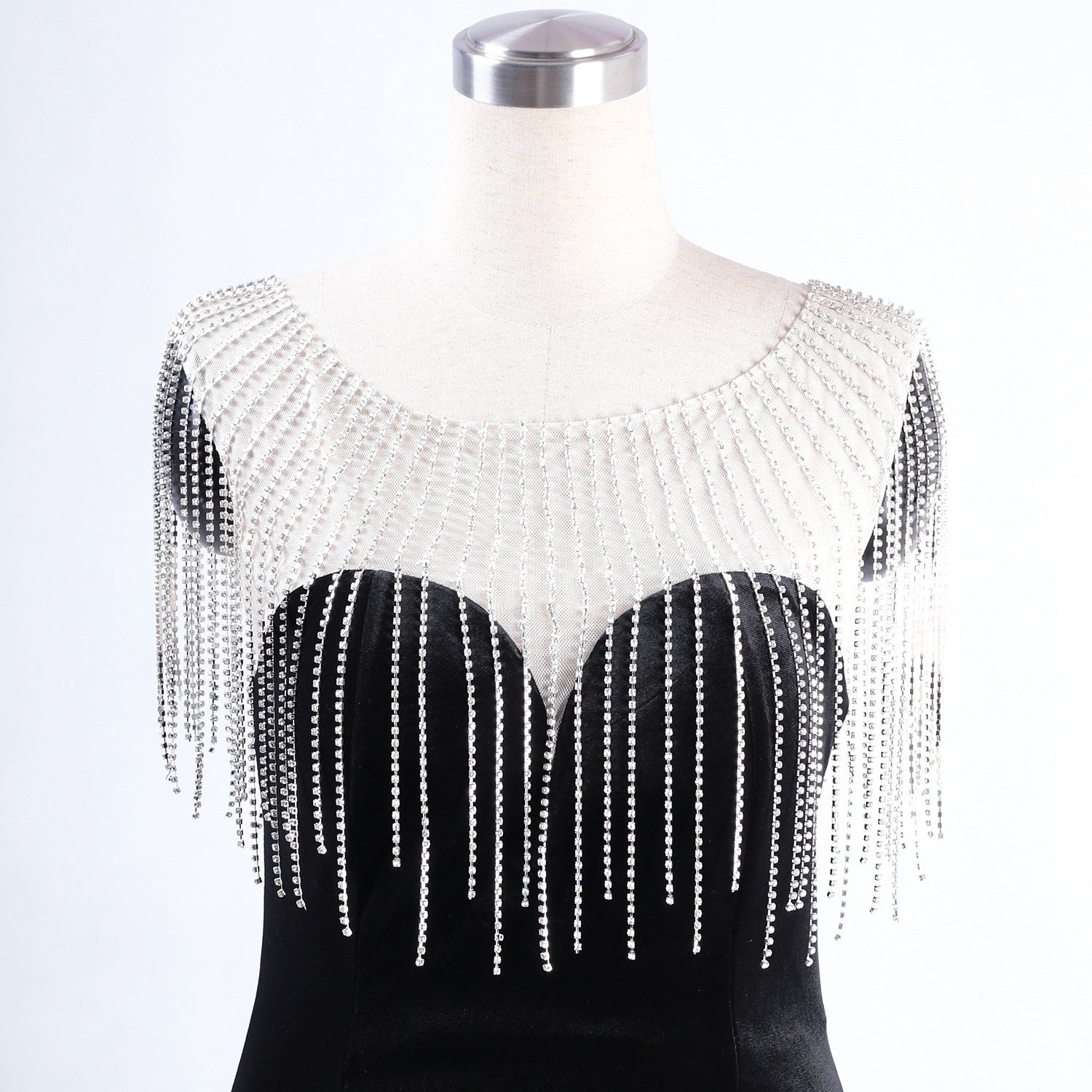 diamond chain velvet evening dress Formal Party long slim and elegant mermaid Prom Dress 32