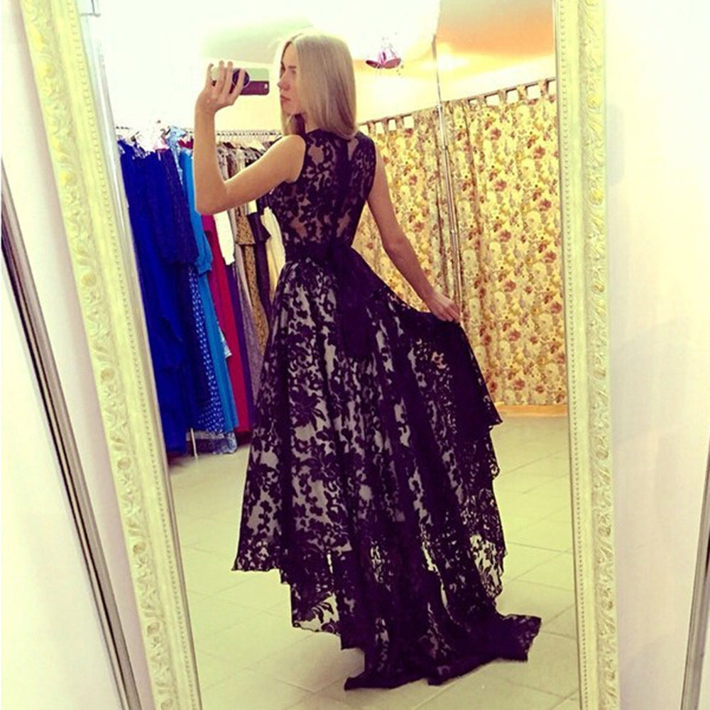 Women Summer Sleeveless Asymmetric Tuxedo Dress 3