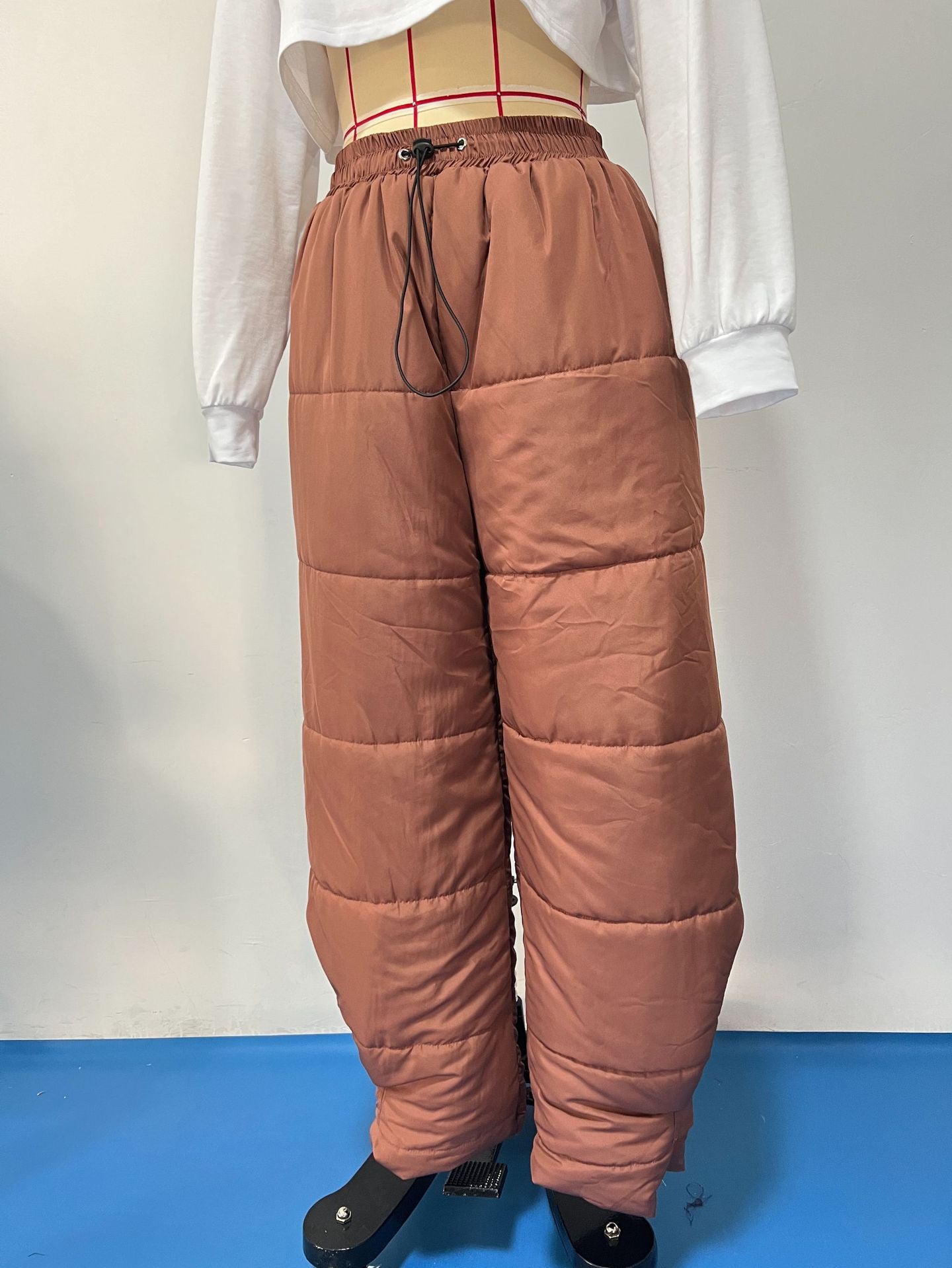 Women Vintage Lace Up Elastic Pocket Pant 11