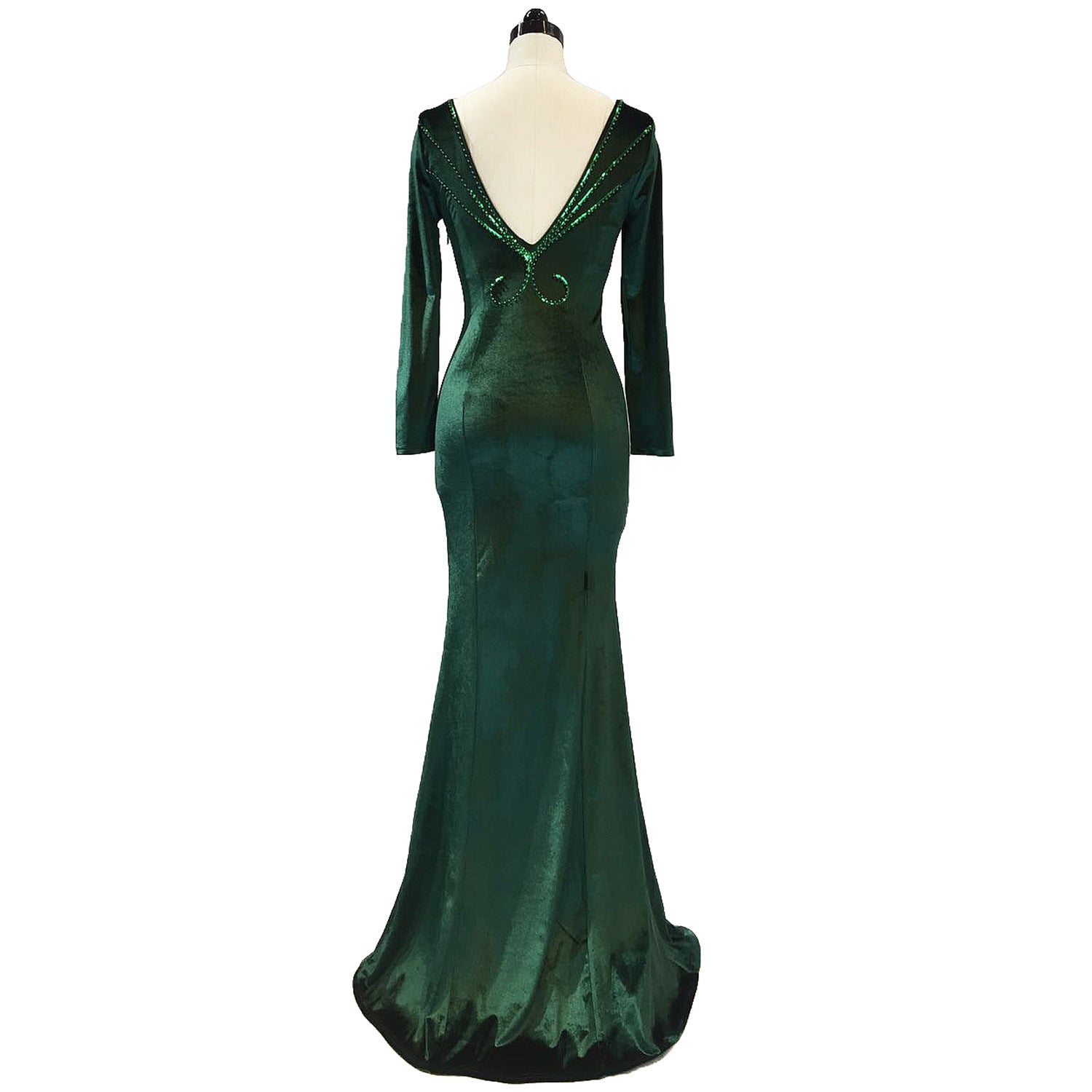 Women Long-Sleeved Velvet Evening Dress Formal Party Autumn And Winter Long Fishtail Party Dress 38