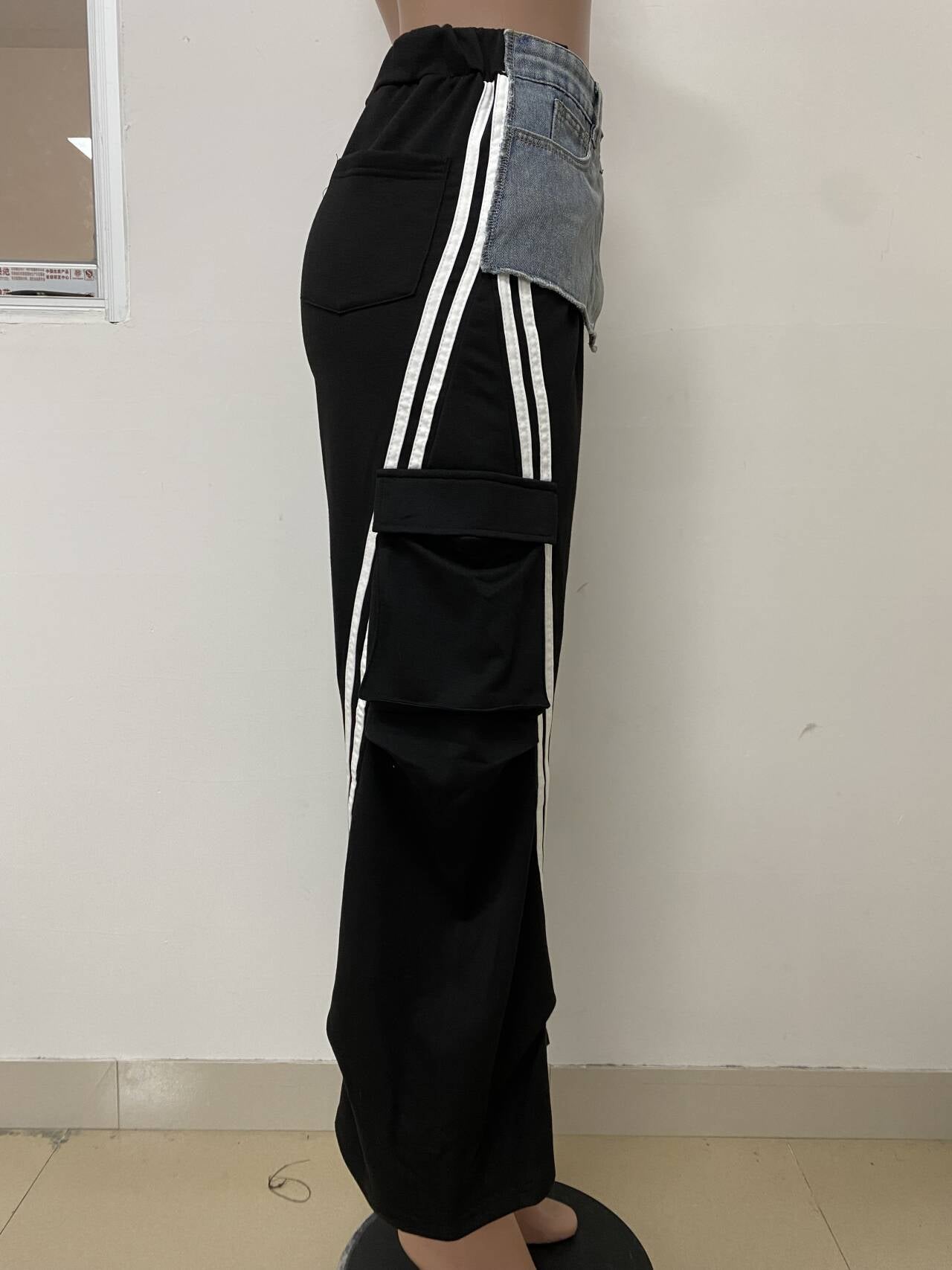 Women's Fashion Denim Patchwork Loose Straight Pants 9