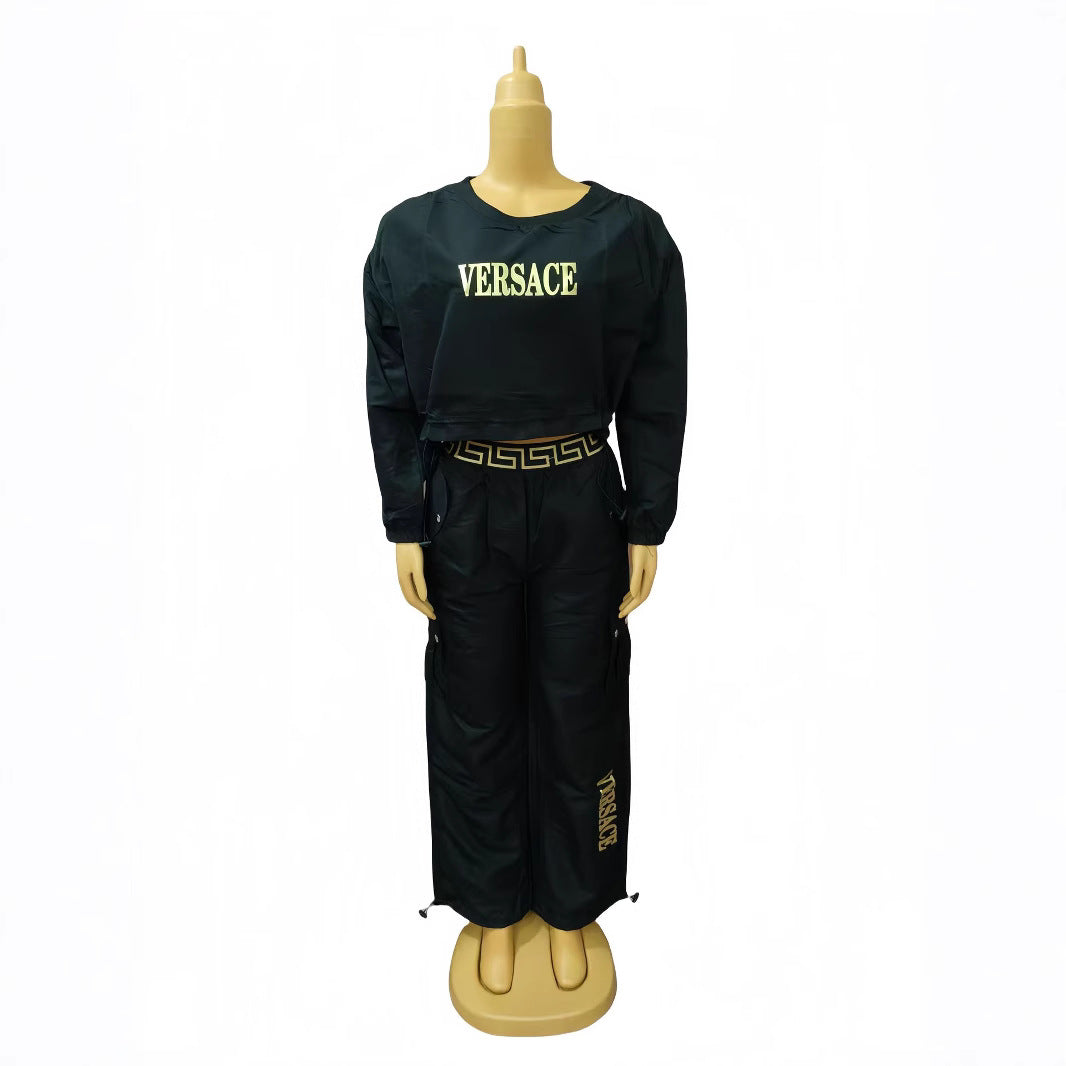 Plus Size Women Round Neck Top and Pant Casual Two-Piece Set 4