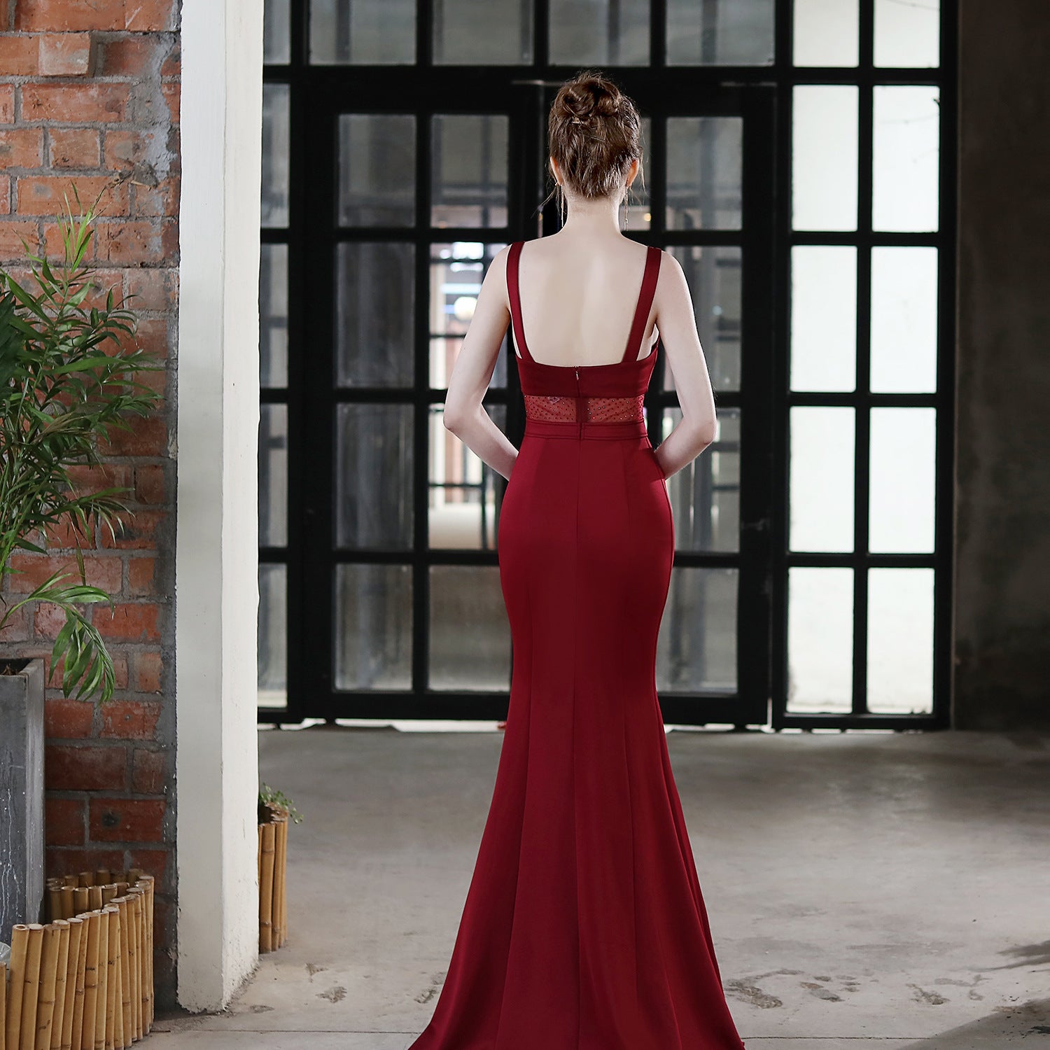 Summer Formal Occasional Strap Slit Mermaid Evening Dress 8