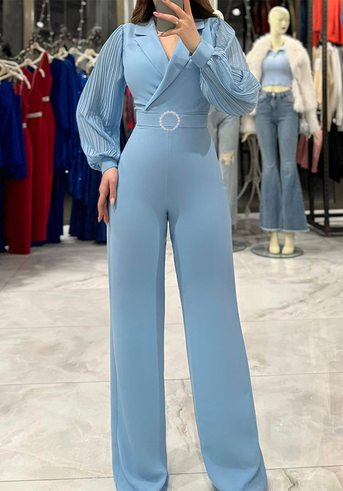 Autumn And Winter Chiffon Patchwork Long-Sleeved Women's Formal Jumpsuit