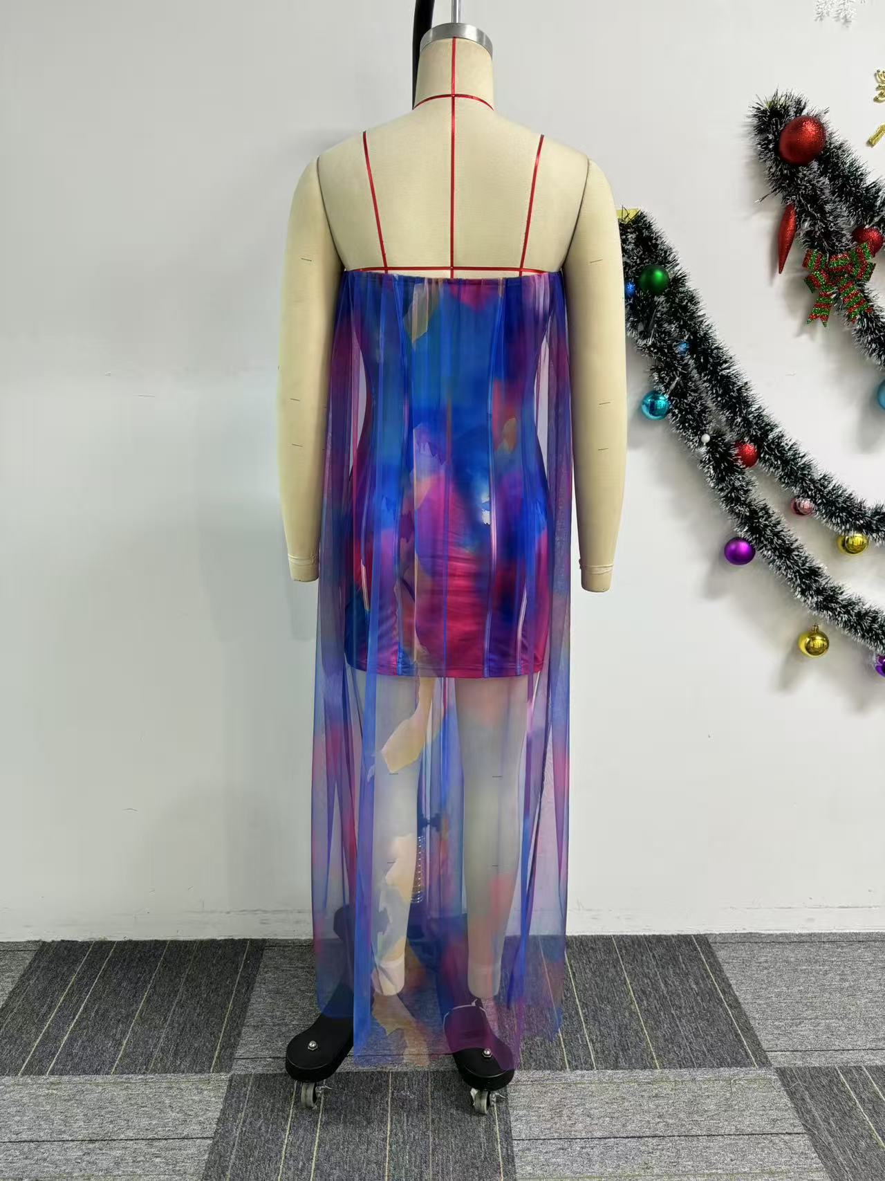 Women Sexy See-Through Stretchy Mesh Patchwork Bodycon Dress 9