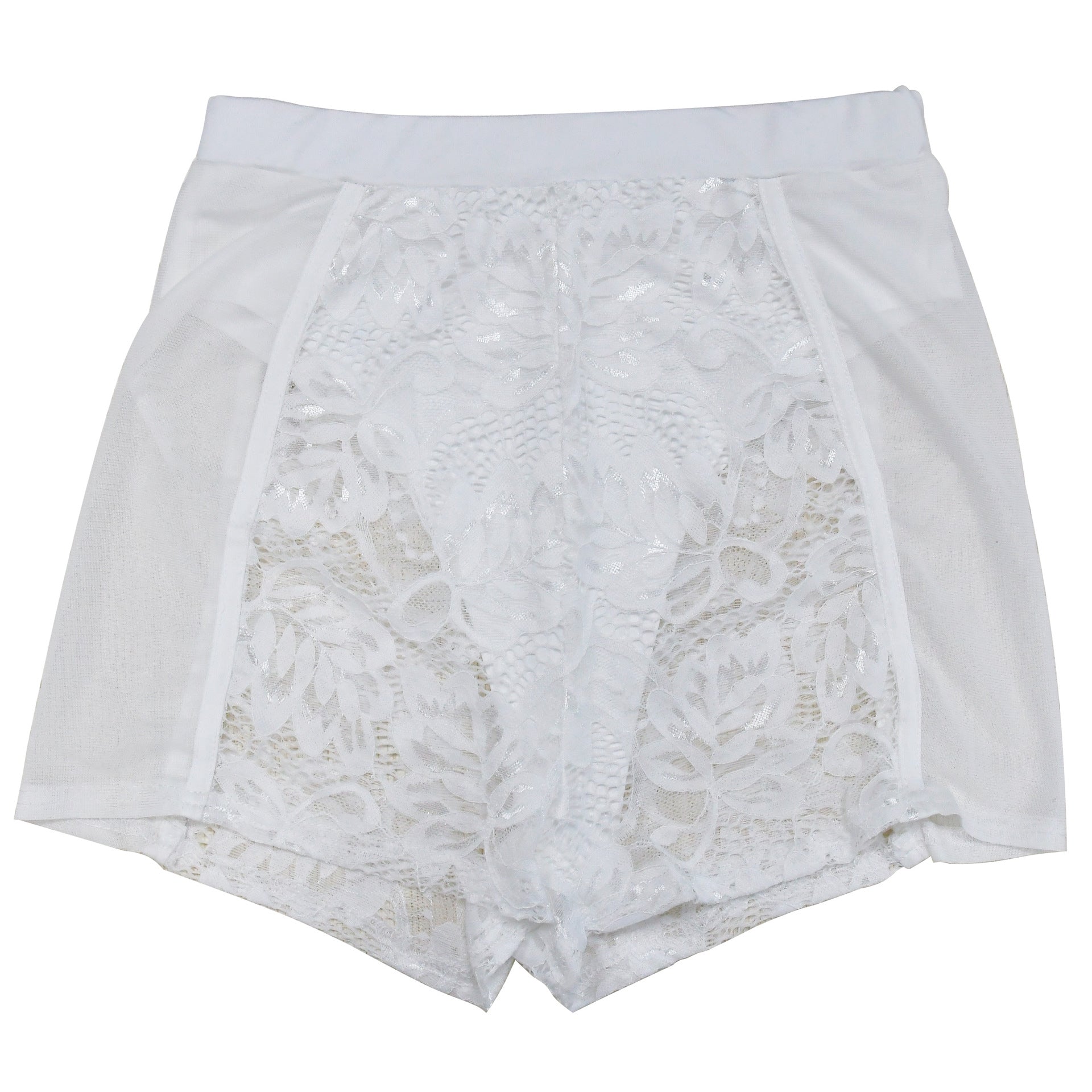 Women Solid Sexy Lace Sleeveless Top and Shorts Two-piece Set 30