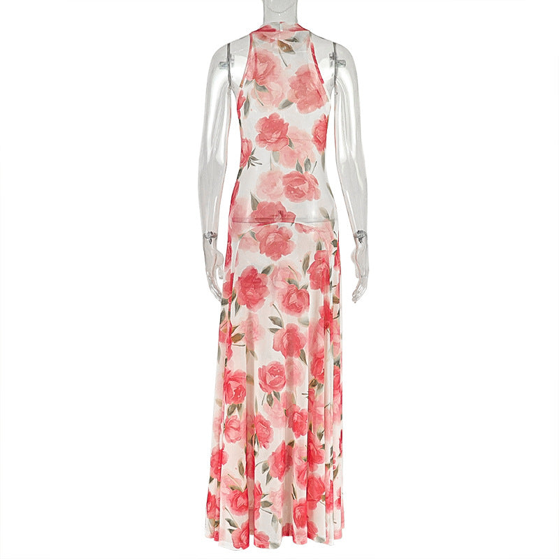 Women elegant printed pleated dress 8